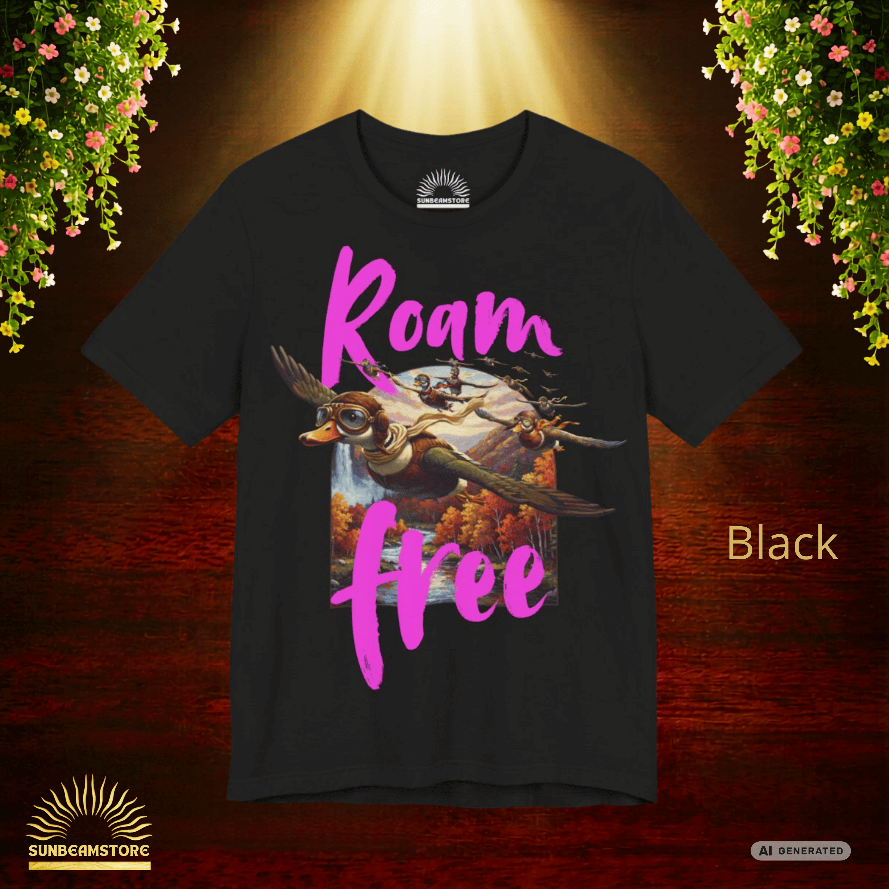 Roam Free – Aviator Ducks Art Shirt— Vintage Flying Duck Nature Shirt