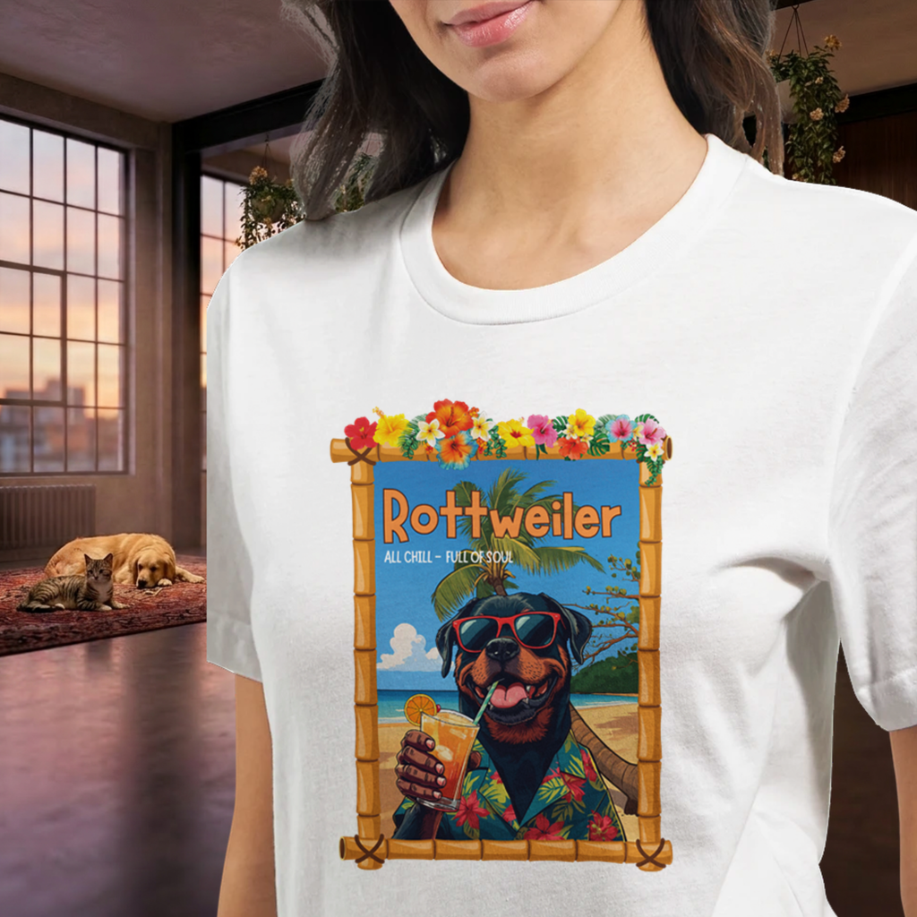 Lustiges Rottweiler T-Shirt – Cool Dog Lover Shirt mit Summer Vibes Unisex Premium Unisex Crewneck T-shirt | Bella + Canvas 3001