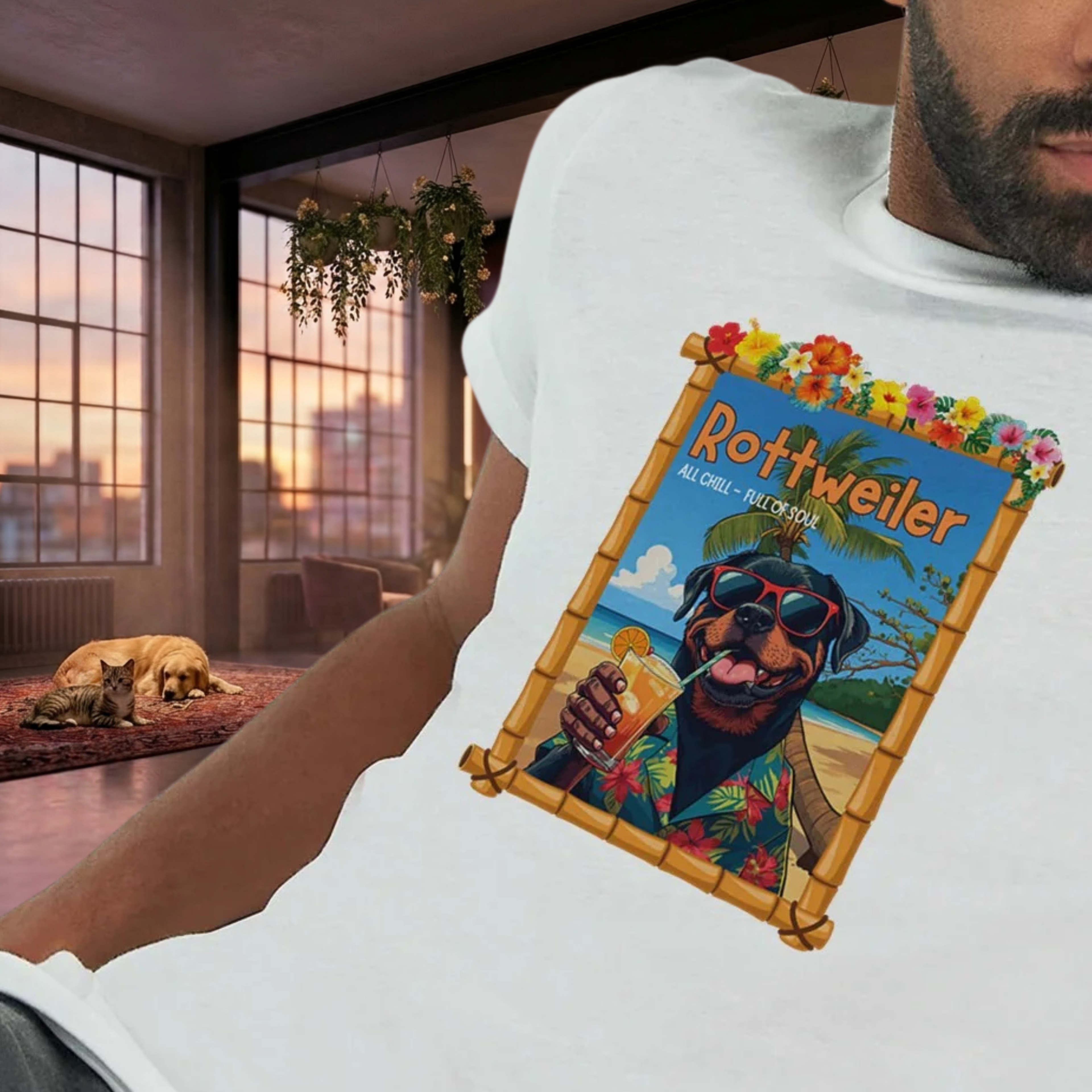 Lustiges Rottweiler T-Shirt – Cool Dog Lover Shirt mit Summer Vibes Unisex Premium Unisex Crewneck T-shirt | Bella + Canvas 3001