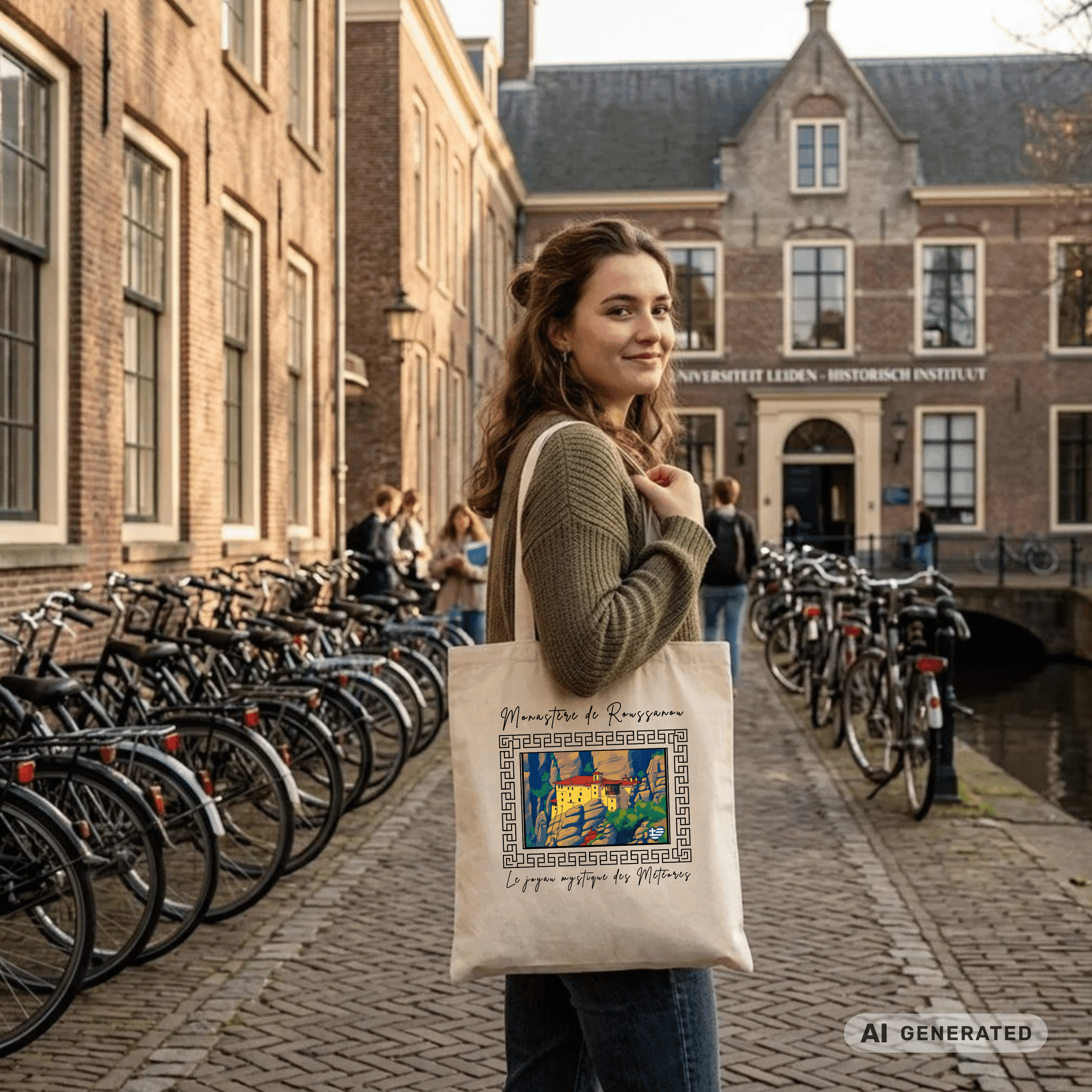 Stofftasche Meteora – Griechisches Kloster Design, Kunst Tote Bag, Geschenk für Griechenlandfans - Sunbeamstore
