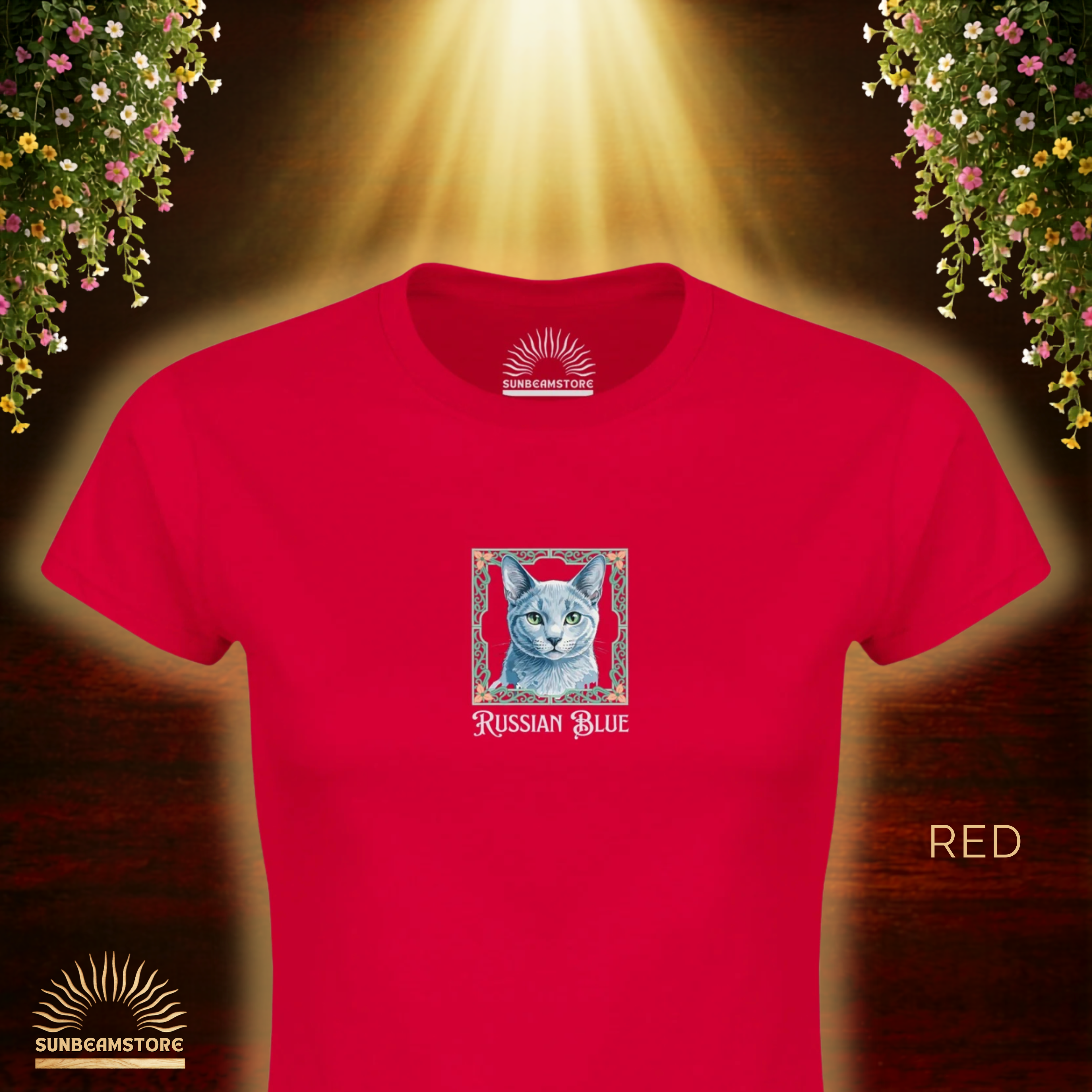 Russian Blue Katzen T-Shirt Damen | Cat Lover Shirt | Geschenk für Katzenliebhaber | Russian Blue Cat Shirt