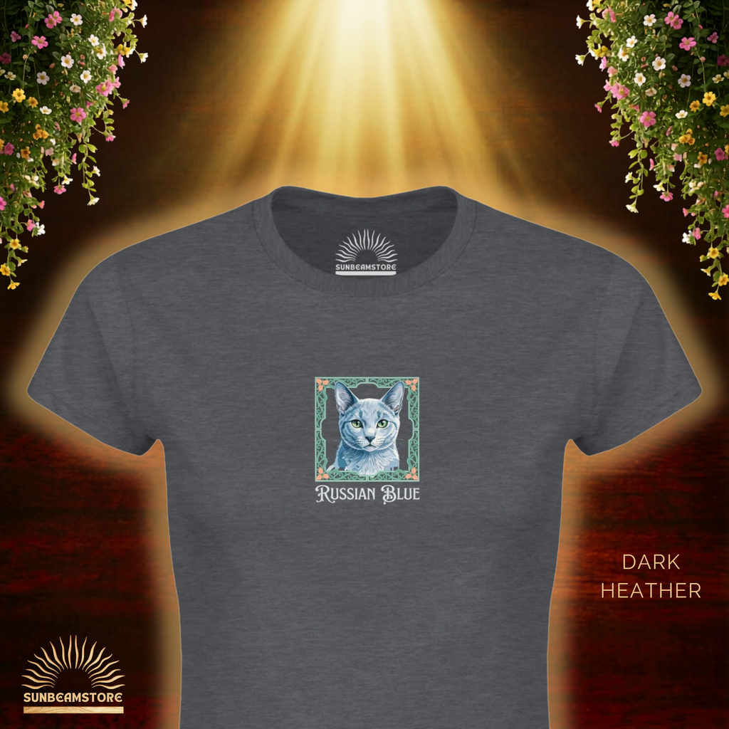 Russian Blue Katzen T-Shirt Damen | Cat Lover Shirt | Geschenk für Katzenliebhaber | Russian Blue Cat Shirt