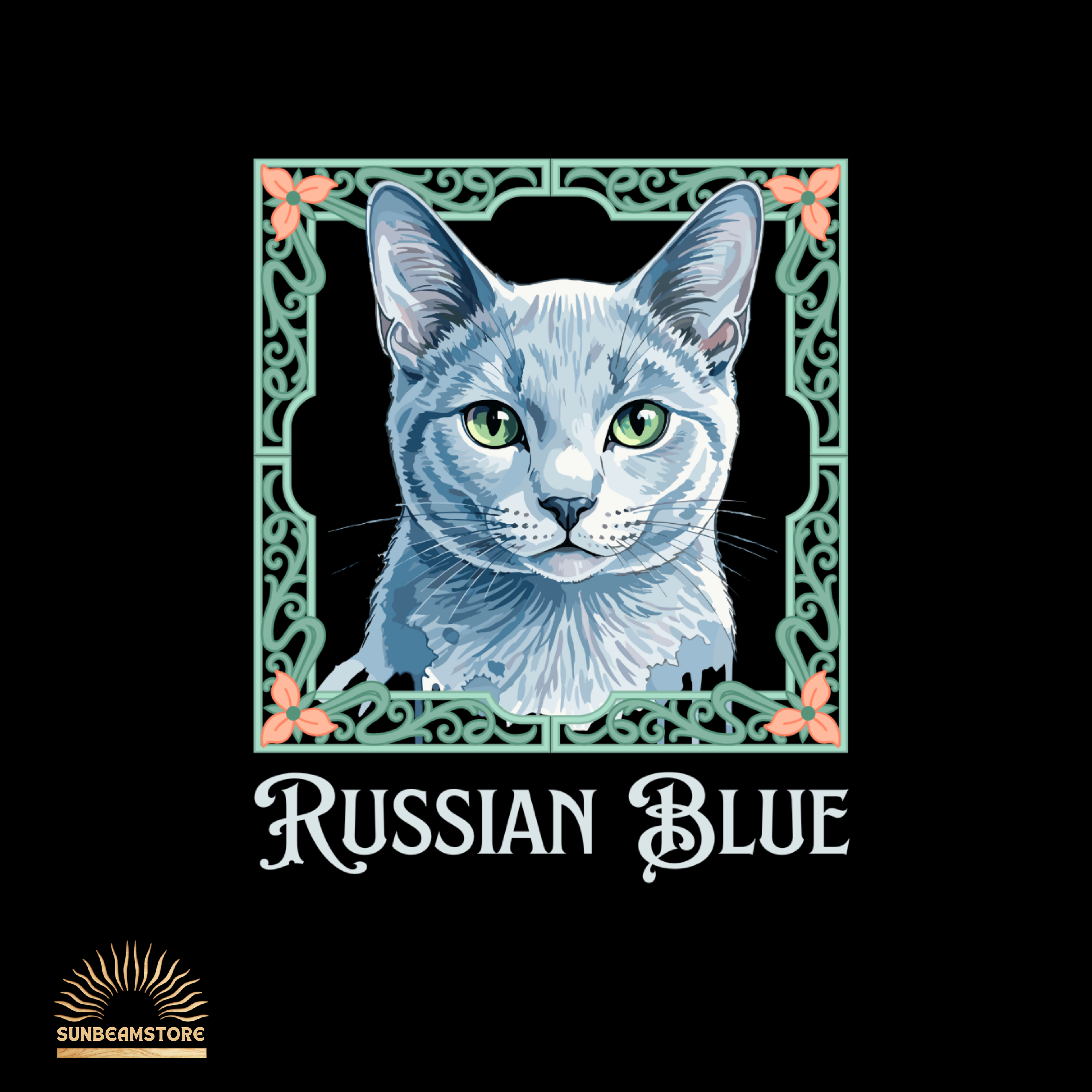 Russian Blue Katzen T-Shirt Damen | Cat Lover Shirt | Geschenk für Katzenliebhaber | Russian Blue Cat Shirt