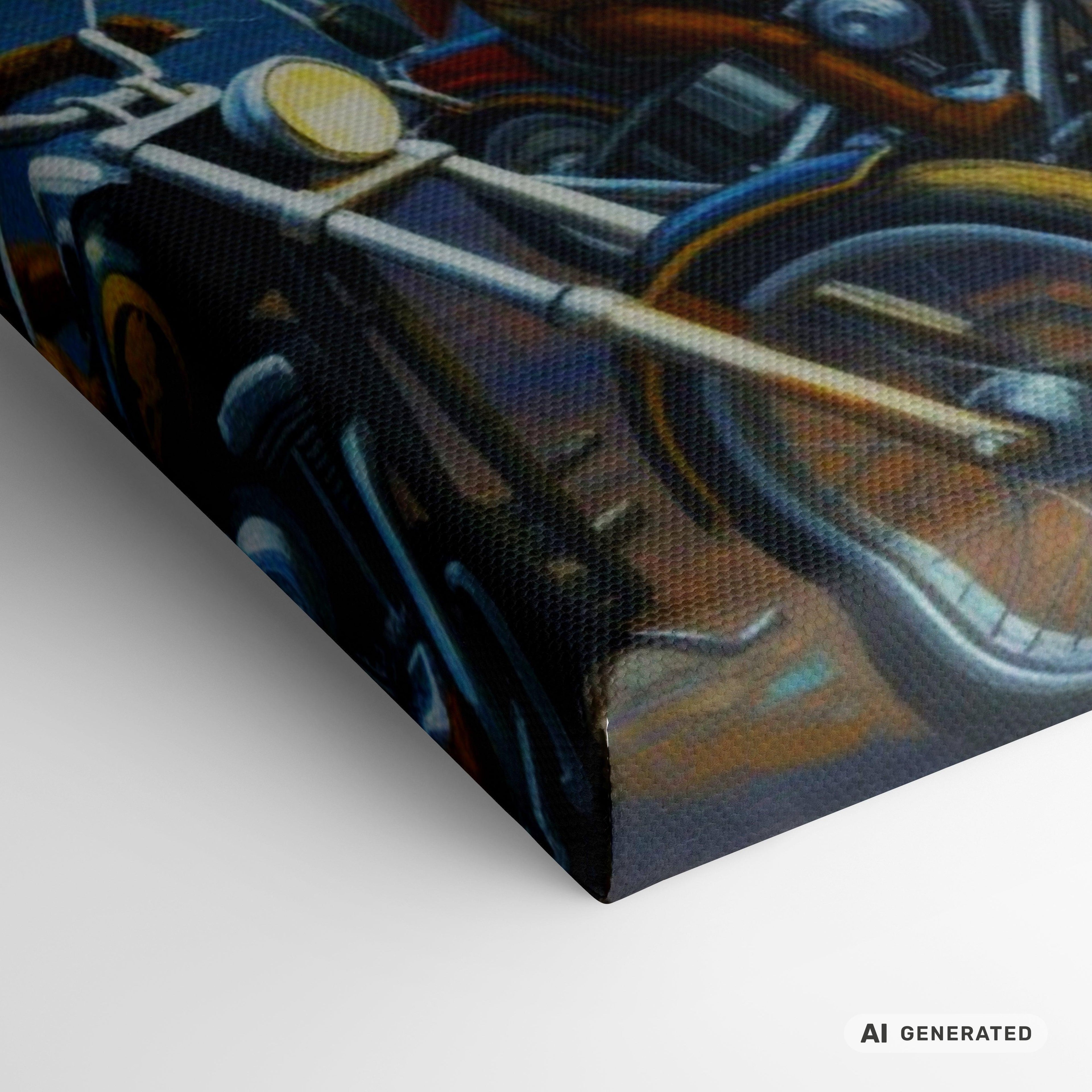 Stop at the Oak Inn Canvas 50x70 cm / 20x28″ atmosphärisches Fantasy Biker Pub Bild - Sunbeamstore