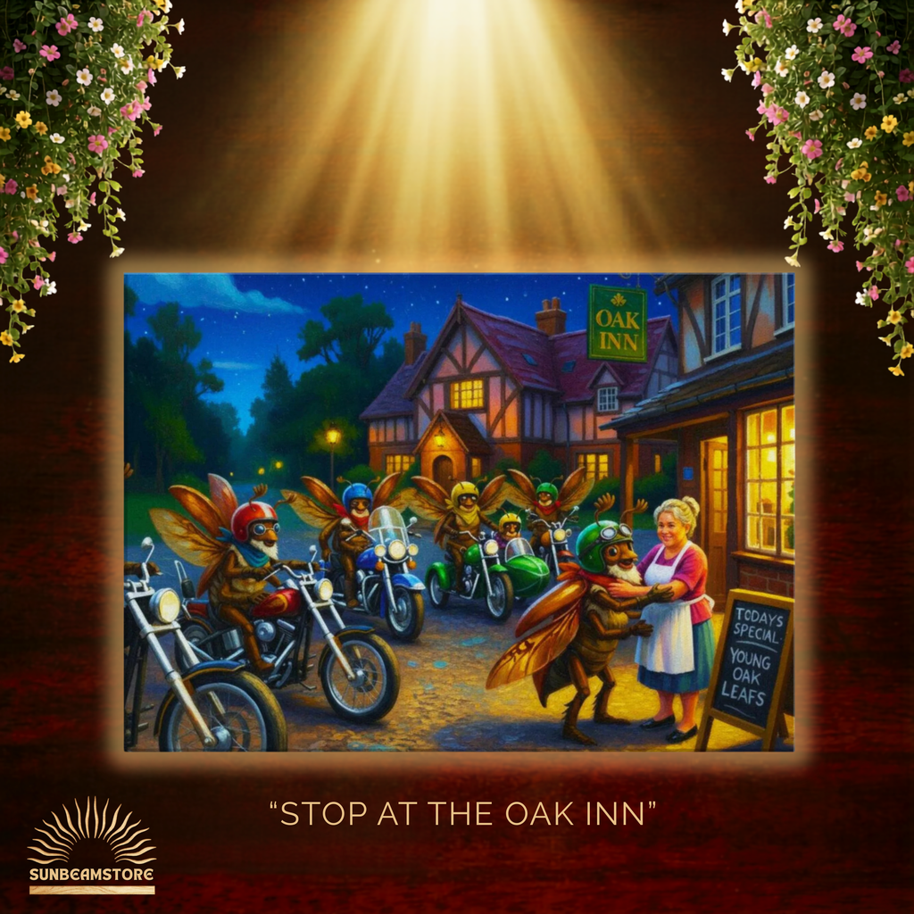 Stop at the Oak Inn     Canvas 50x70 cm / 20x28″ atmosphärisches Fantasy Biker Pub  Bild