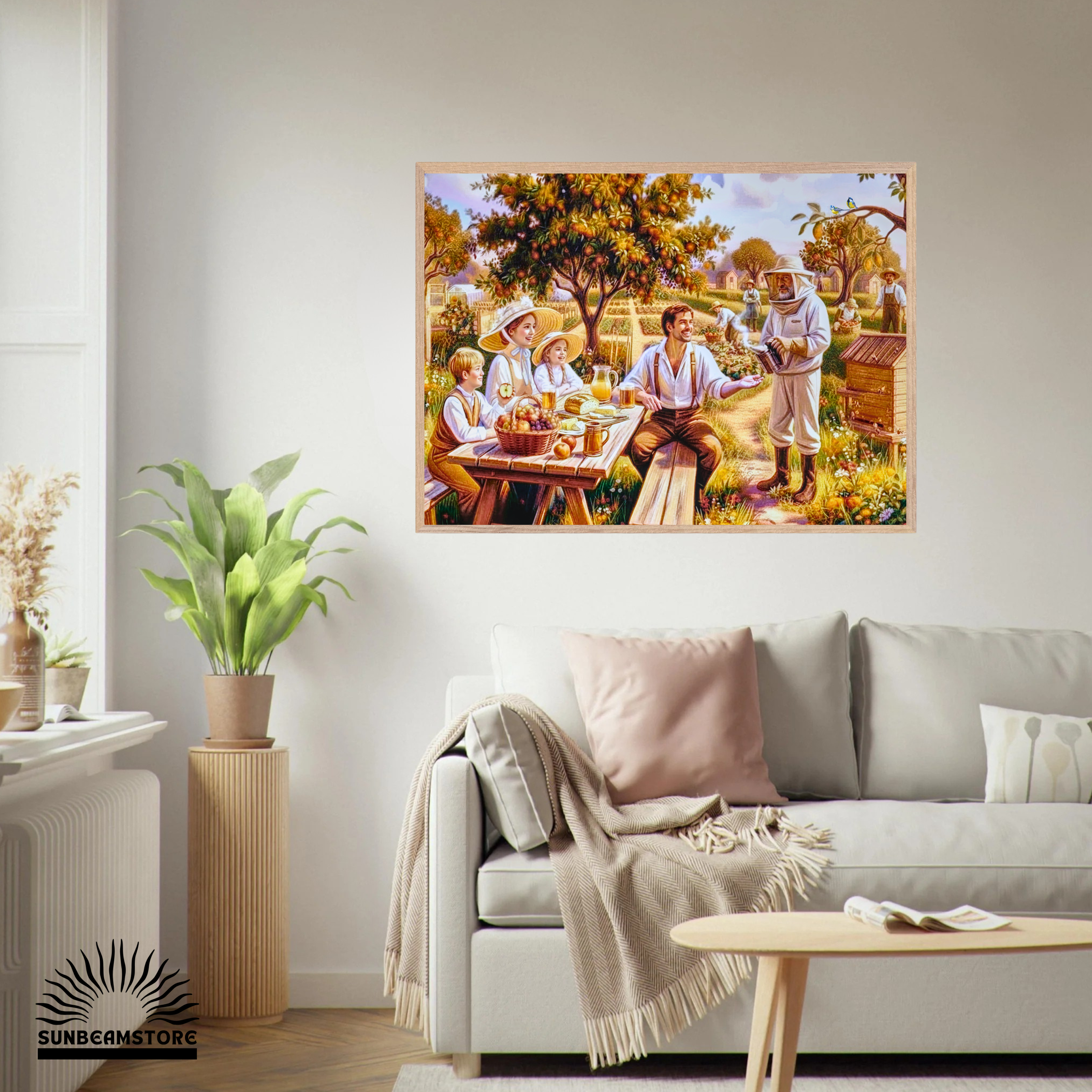 Sommerliche Brotzeit im Garten   Premium Wooden Framed Poster With Premium Semi-Glossy Paper