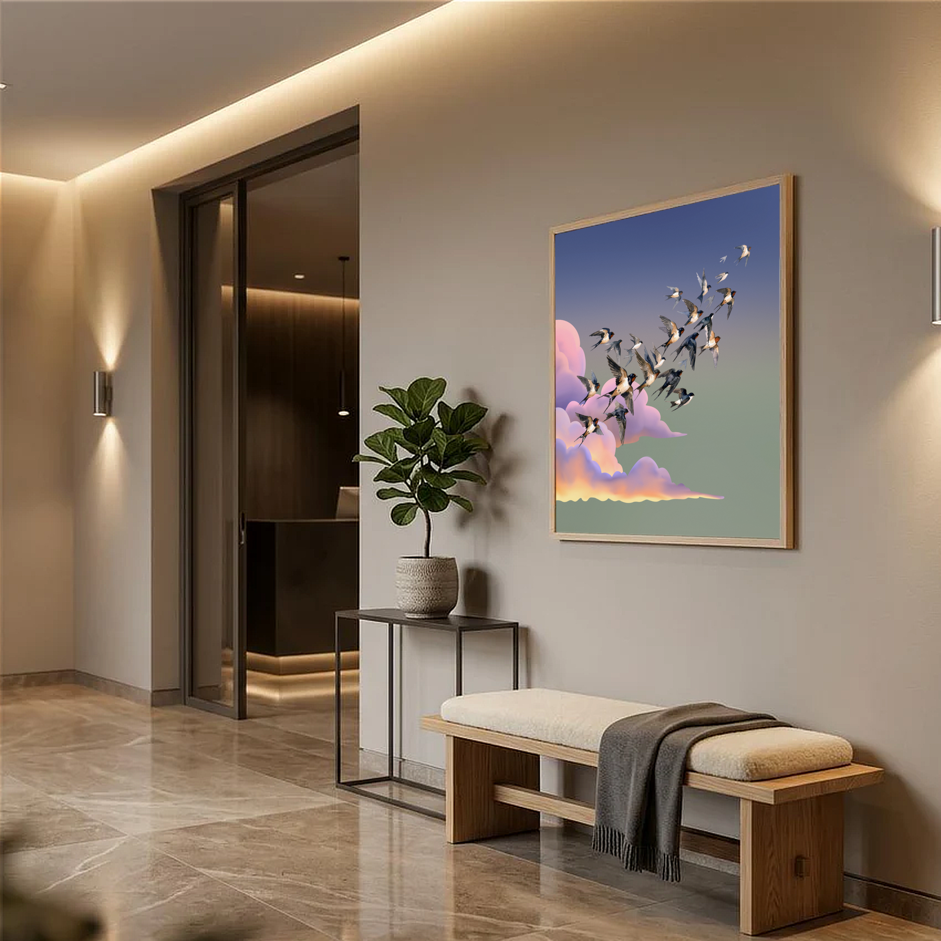 Sky Diamonds Part 2     Premium Wooden Framed Poster With Premium Semi-Glossy Paper 70x70 cm / 28x28″