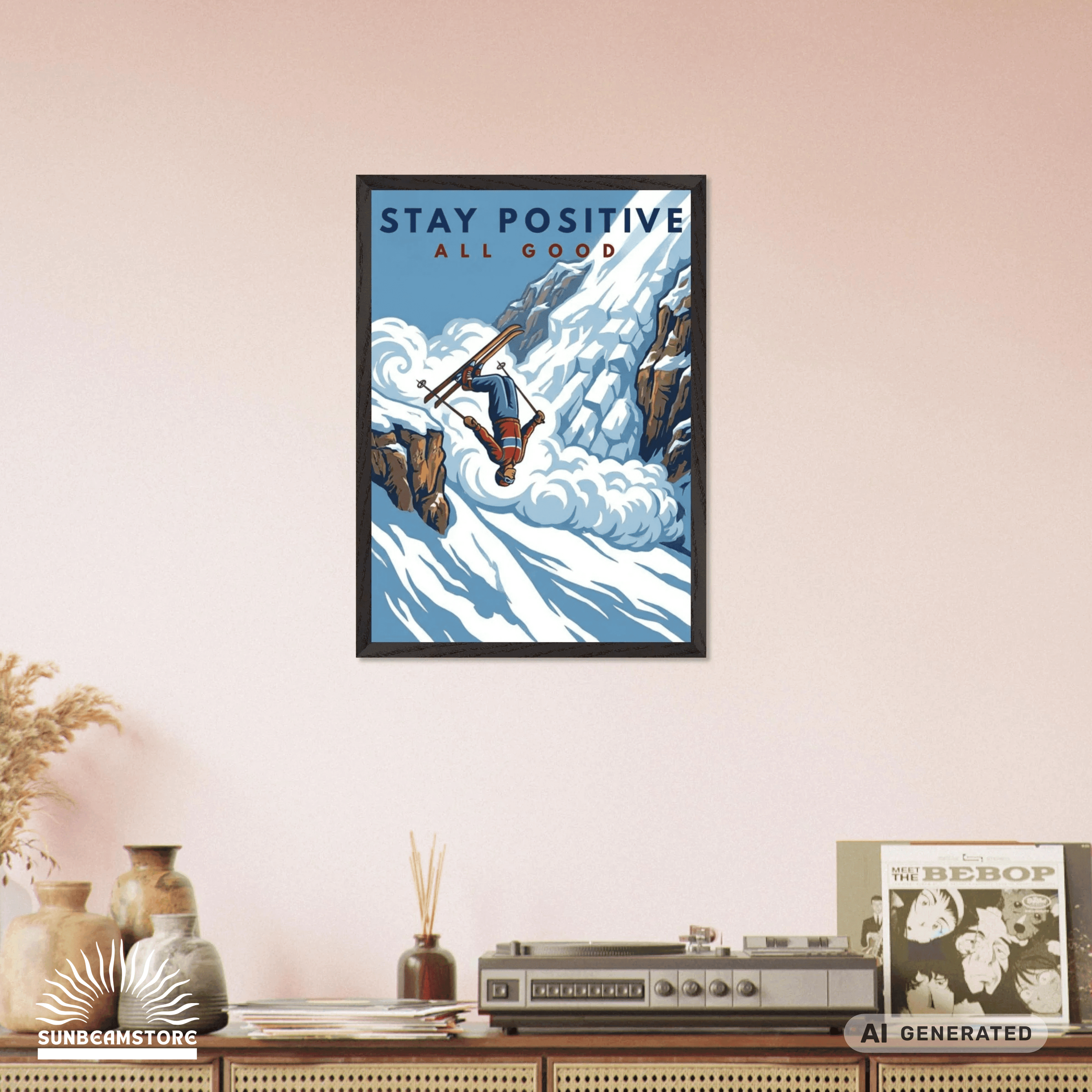 Stay Positive All Good Premium Wooden Framed Poster With Premium Semi-Glossy Paper - Sunbeamstore