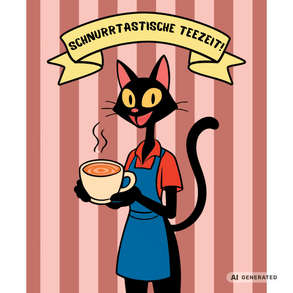 🐱☕ Katzen Trinkflasche "Schnurrtastische Teezeit" | Isolierflasche 500 ml | Geschenk für Katzenliebhaber - Sunbeamstore