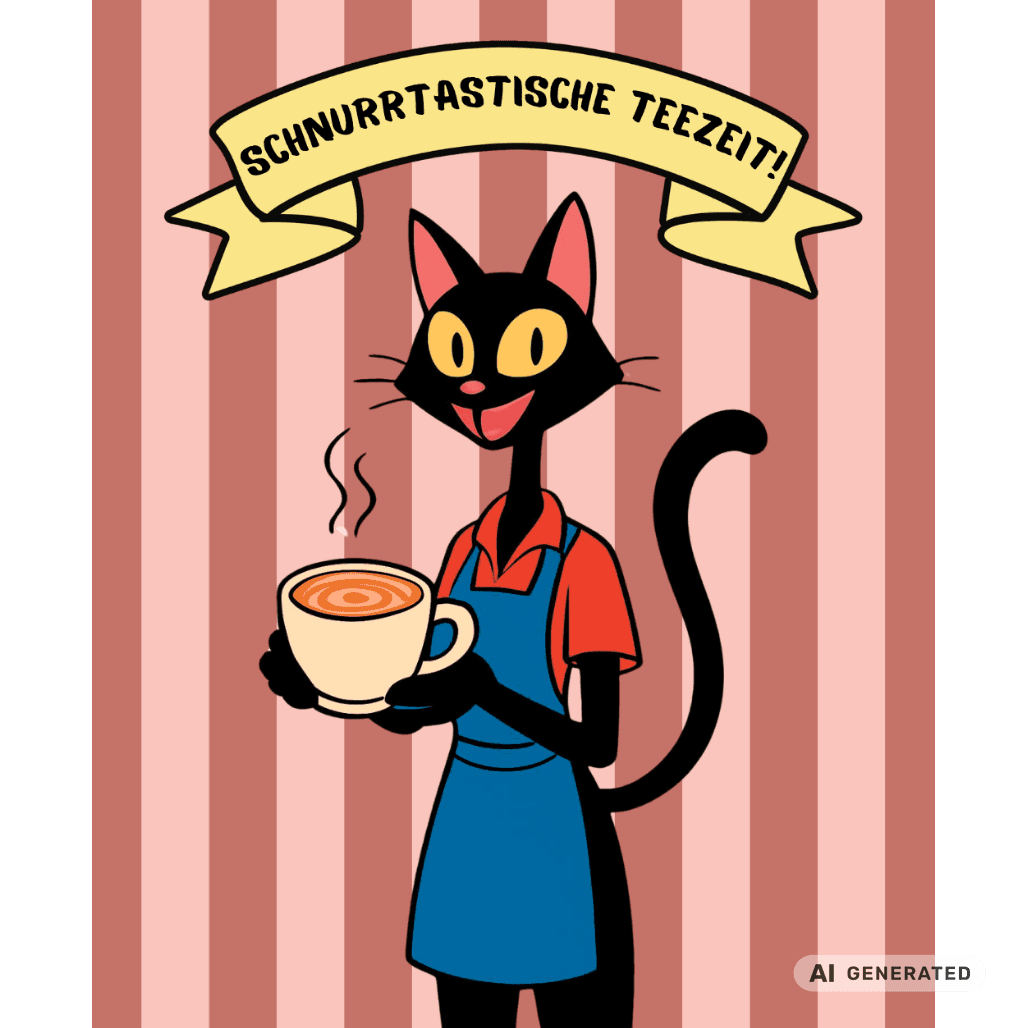 🐱☕ Katzen Trinkflasche "Schnurrtastische Teezeit" | Isolierflasche 500 ml | Geschenk für Katzenliebhaber - Sunbeamstore