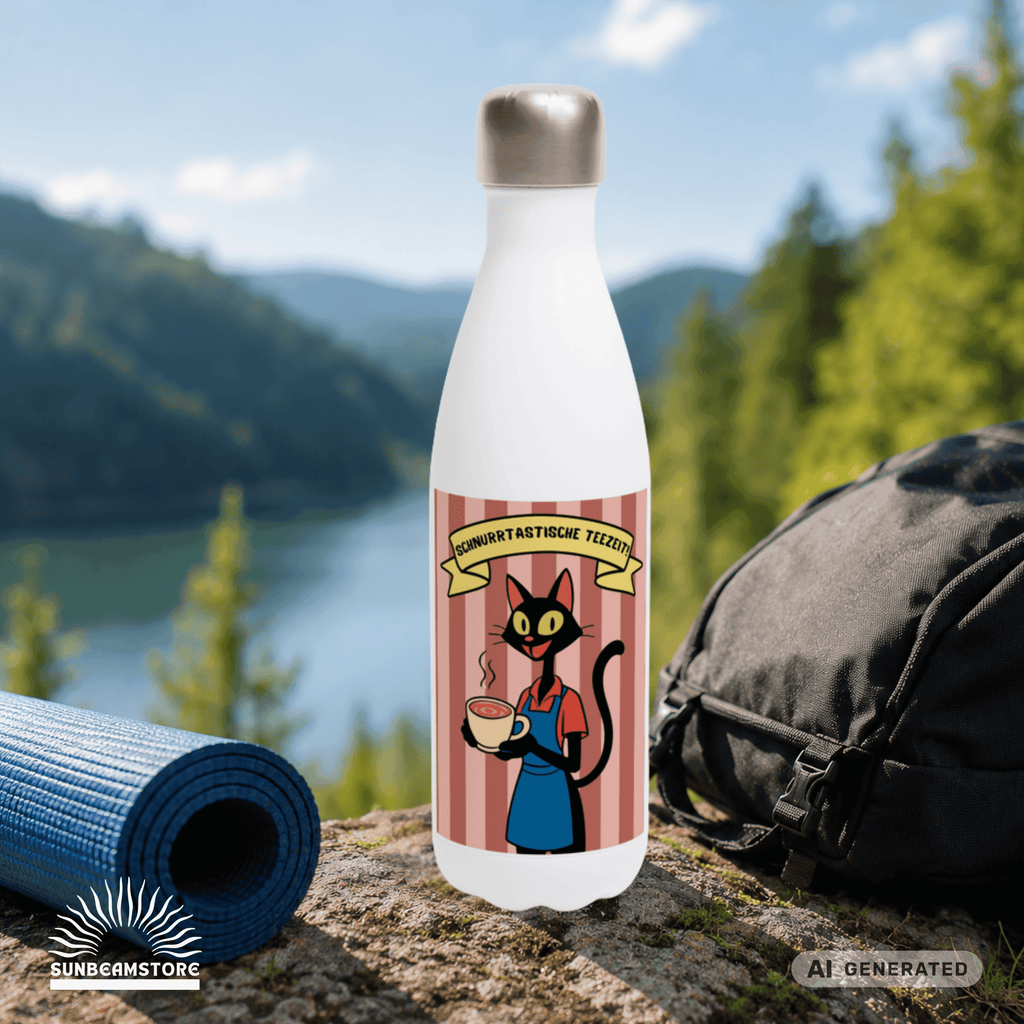 🐱☕ Katzen Trinkflasche "Schnurrtastische Teezeit" | Isolierflasche 500 ml | Geschenk für Katzenliebhaber - Sunbeamstore