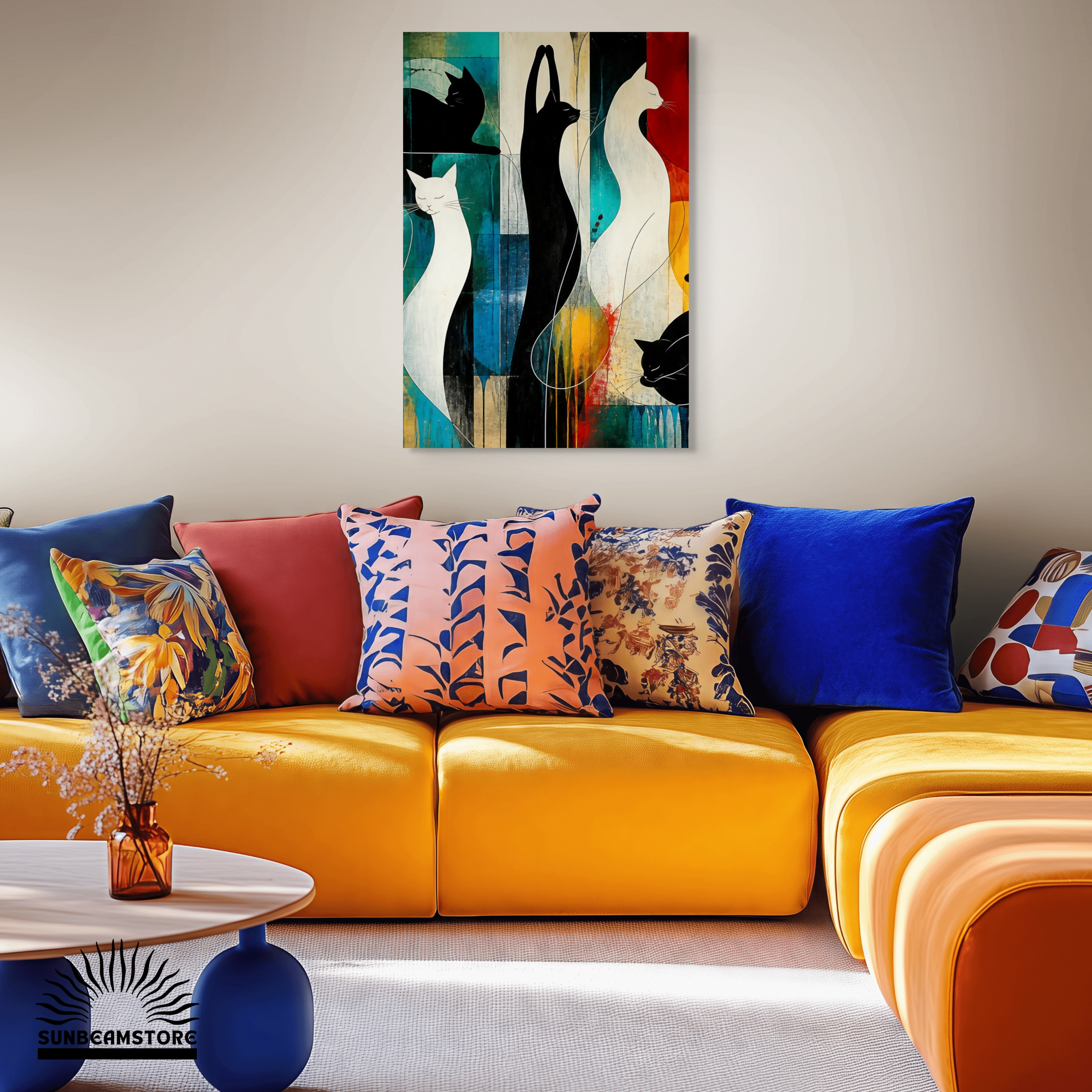 Modernes Katzenbild auf Leinwand 70x100 cm – Sentinels of Silence I Canvas 70x100 cm / 28x40″
