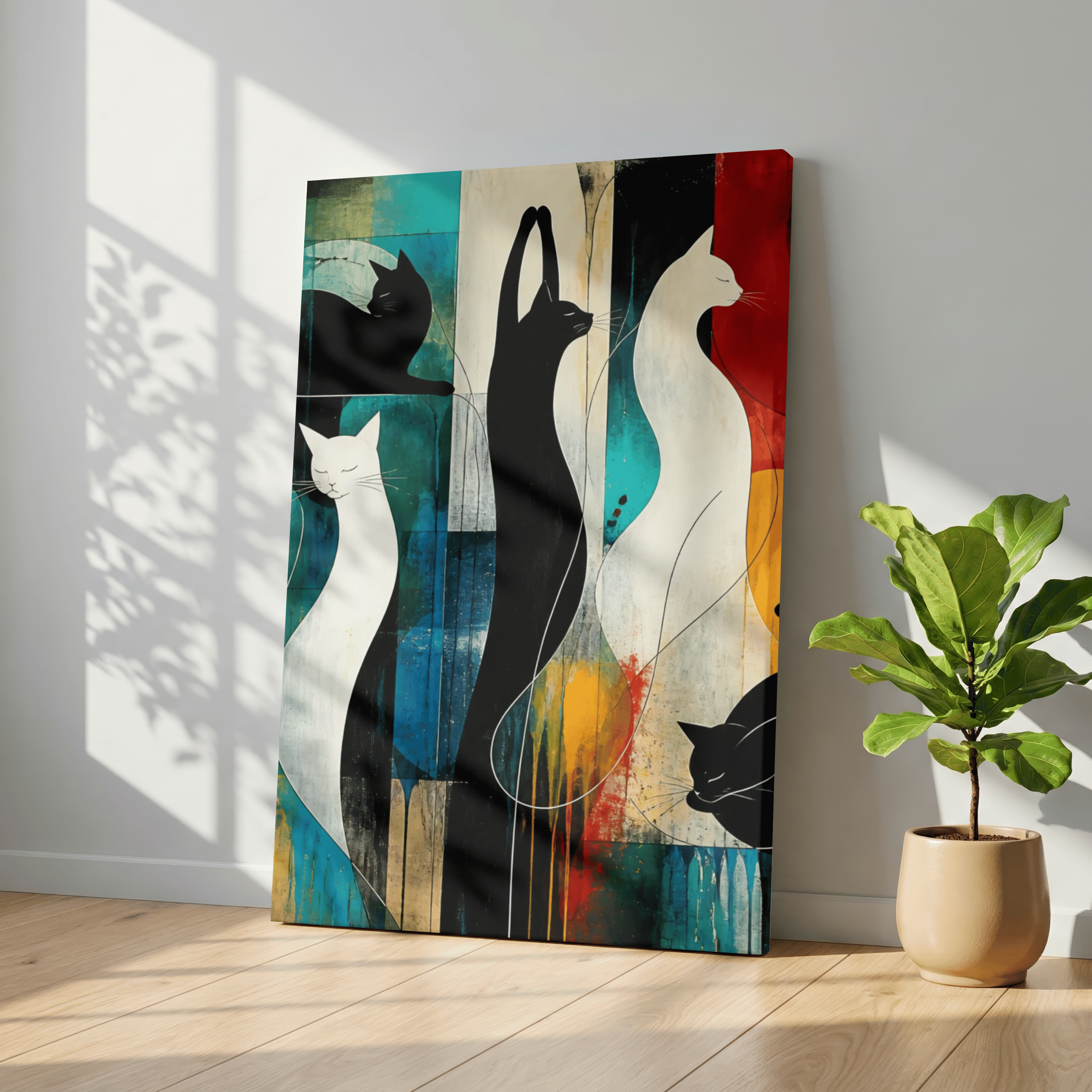 Modernes Katzenbild auf Leinwand 70x100 cm – Sentinels of Silence I Canvas 70x100 cm / 28x40″