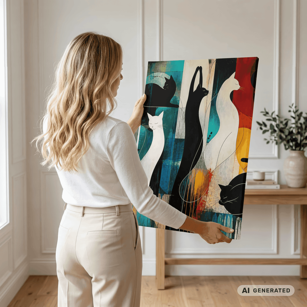 Modernes Katzenbild auf Leinwand 70x100 cm – Sentinels of Silence I Canvas 70x100 cm / 28x40″ - Sunbeamstore