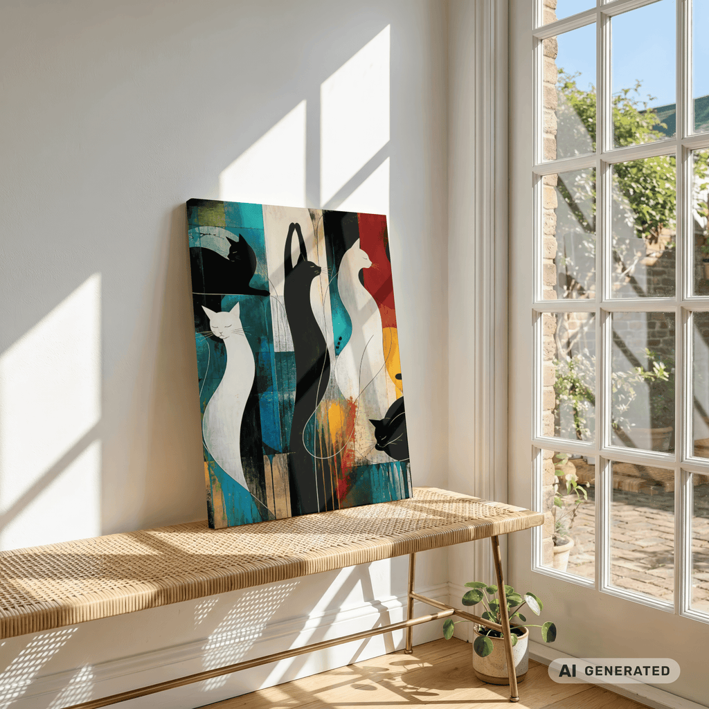 Modernes Katzenbild auf Leinwand 70x100 cm – Sentinels of Silence I Canvas 70x100 cm / 28x40″ - Sunbeamstore