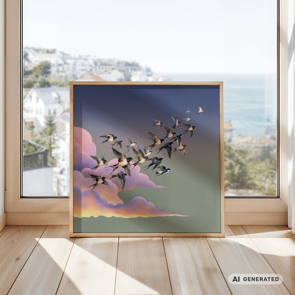 Sky Diamonds Part 2 Premium Wooden Framed Poster With Premium Semi-Glossy Paper 70x70 cm / 28x28″ - Sunbeamstore