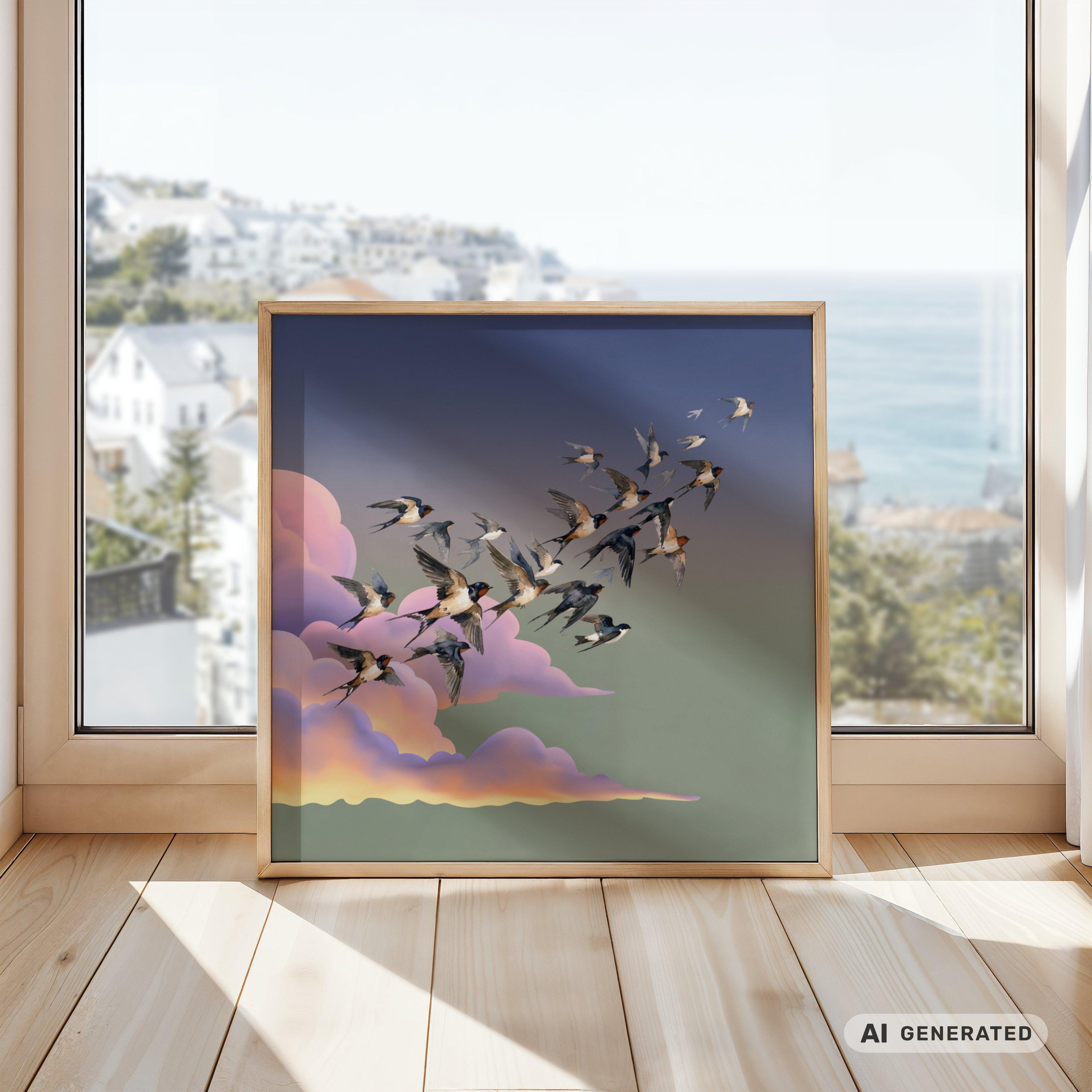 Sky Diamonds Part 2 Premium Wooden Framed Poster With Premium Semi-Glossy Paper 70x70 cm / 28x28″ - Sunbeamstore