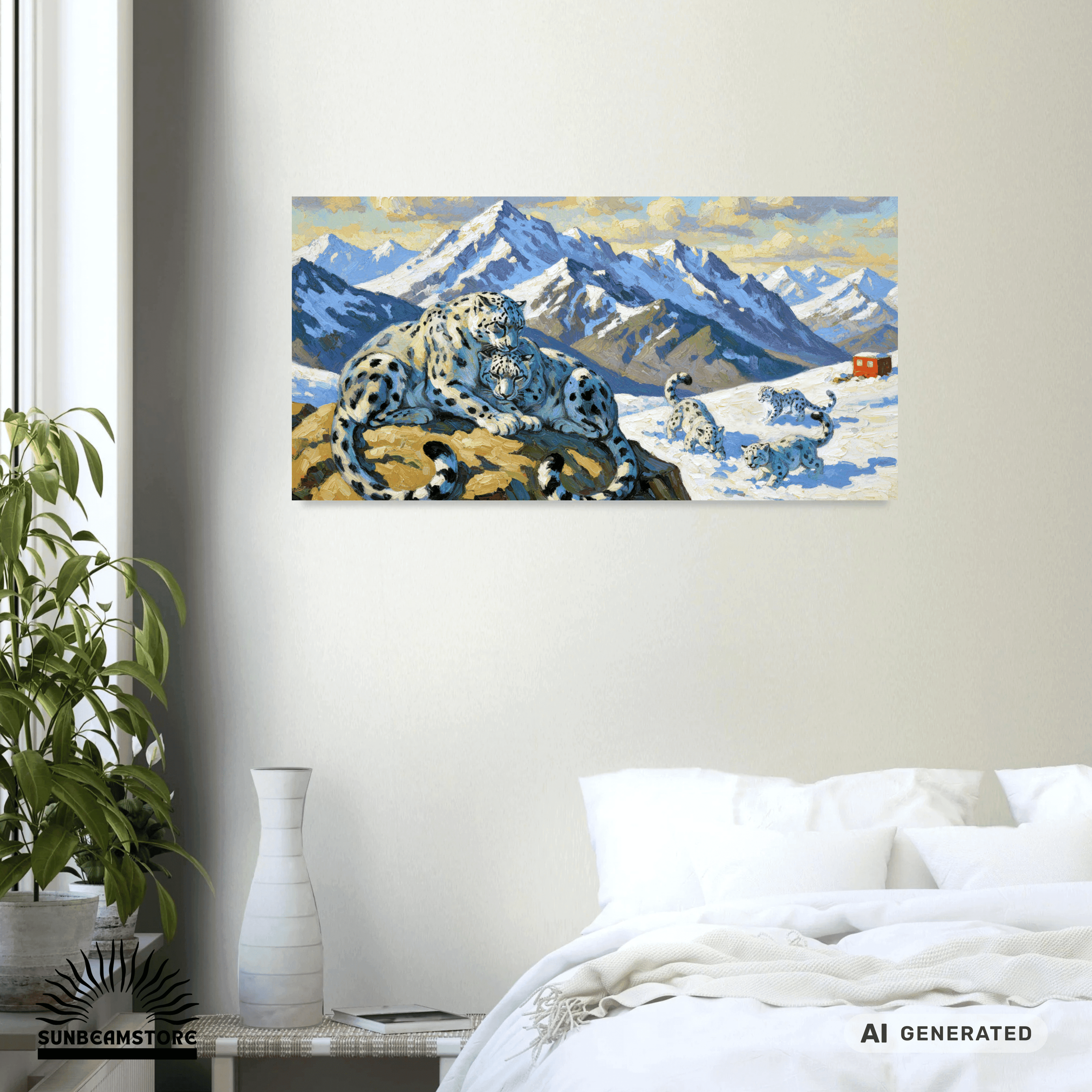 Snow Leopards in the Tianshan Mountains Canvas 50x100 cm / 20x40″ - Sunbeamstore