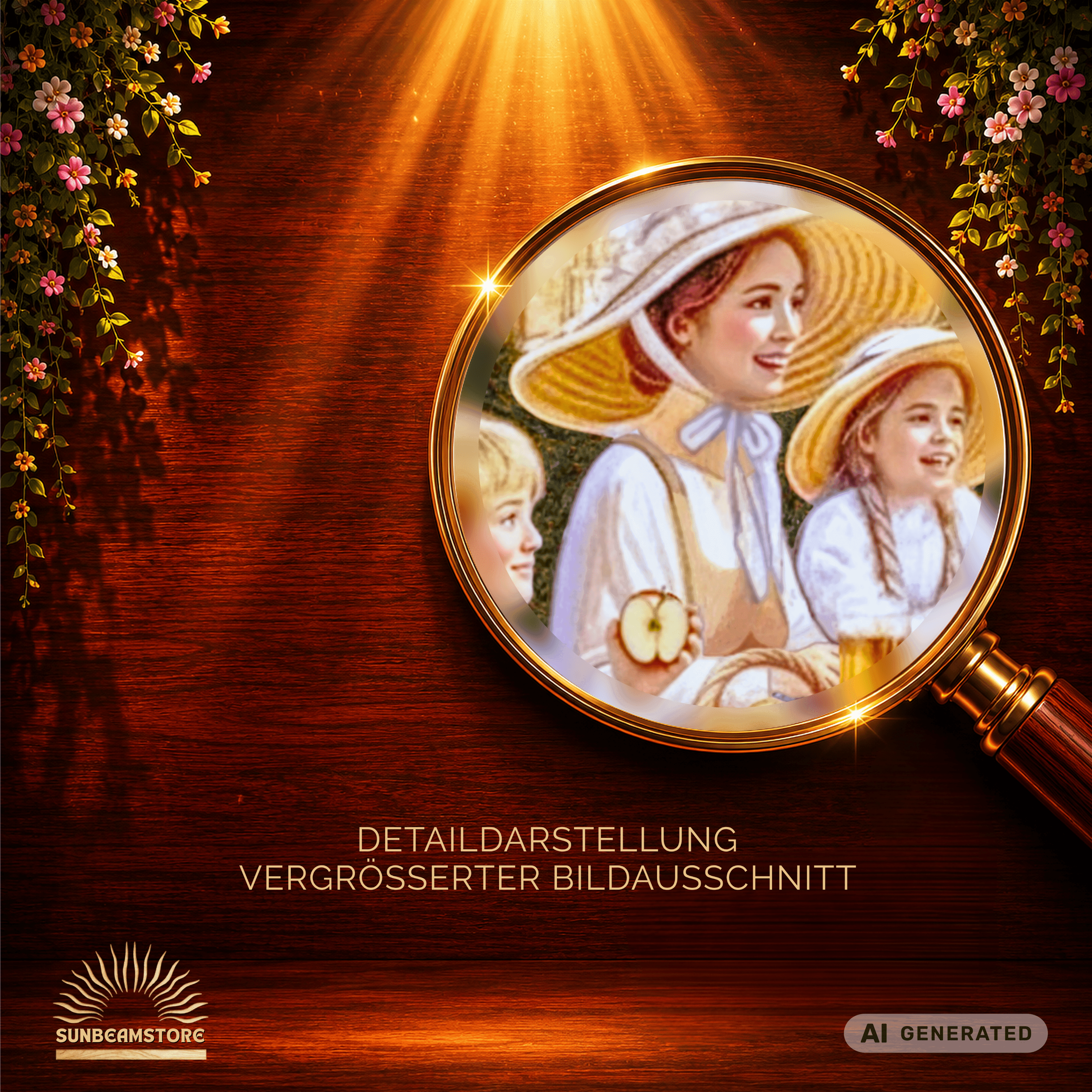Sommerliche Brotzeit im Garten Premium Wooden Framed Poster With Premium Semi-Glossy Paper - Sunbeamstore