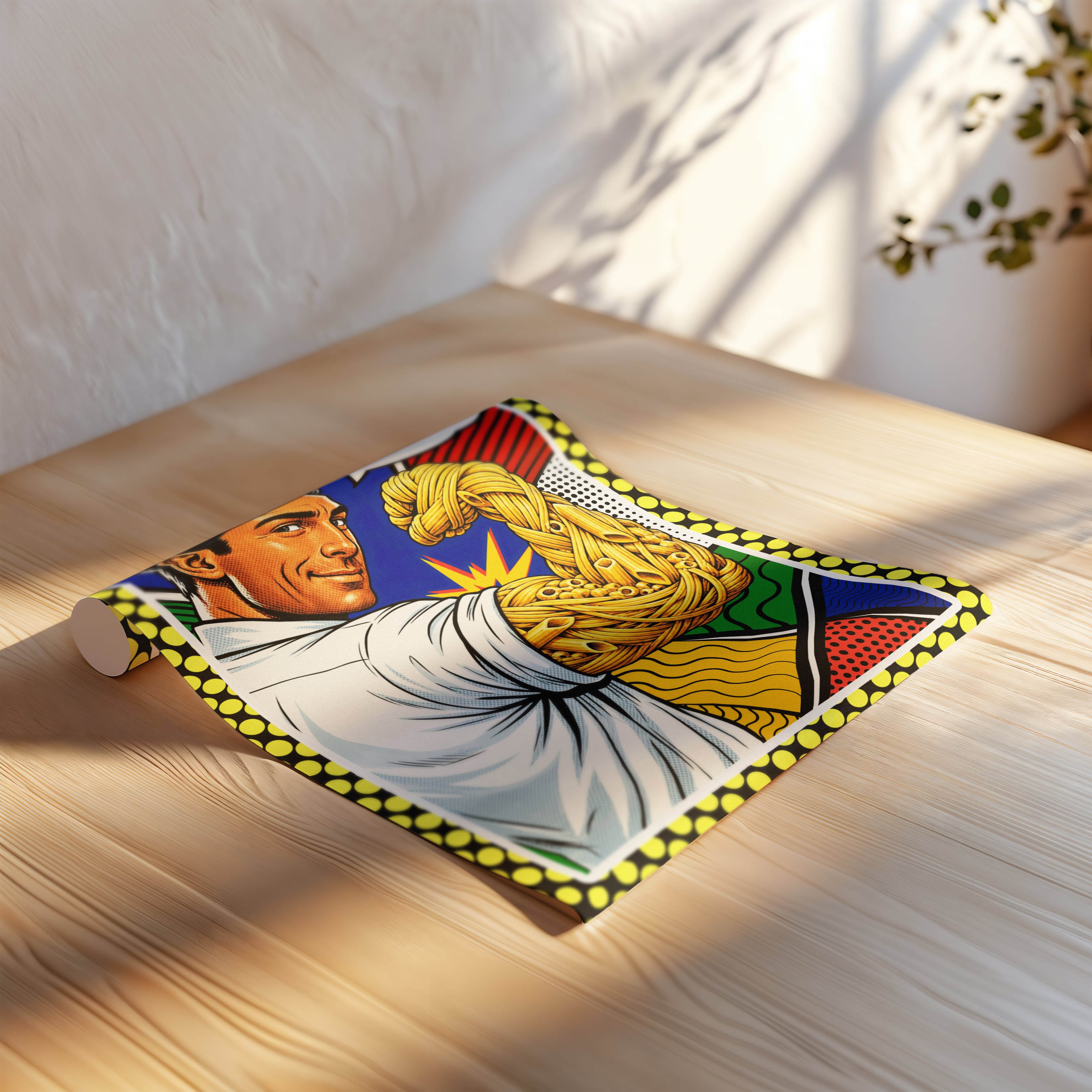Spaghettiarme? – Witziges Pasta Poster | Italienisches Pop Art Küchenbild | Retro Comic Wall Art | The Pasta Series No. 4 | Poster 70x100cm
