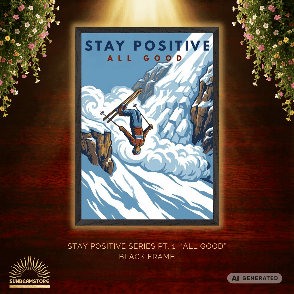 Stay Positive All Good Premium Wooden Framed Poster With Premium Semi-Glossy Paper - Sunbeamstore
