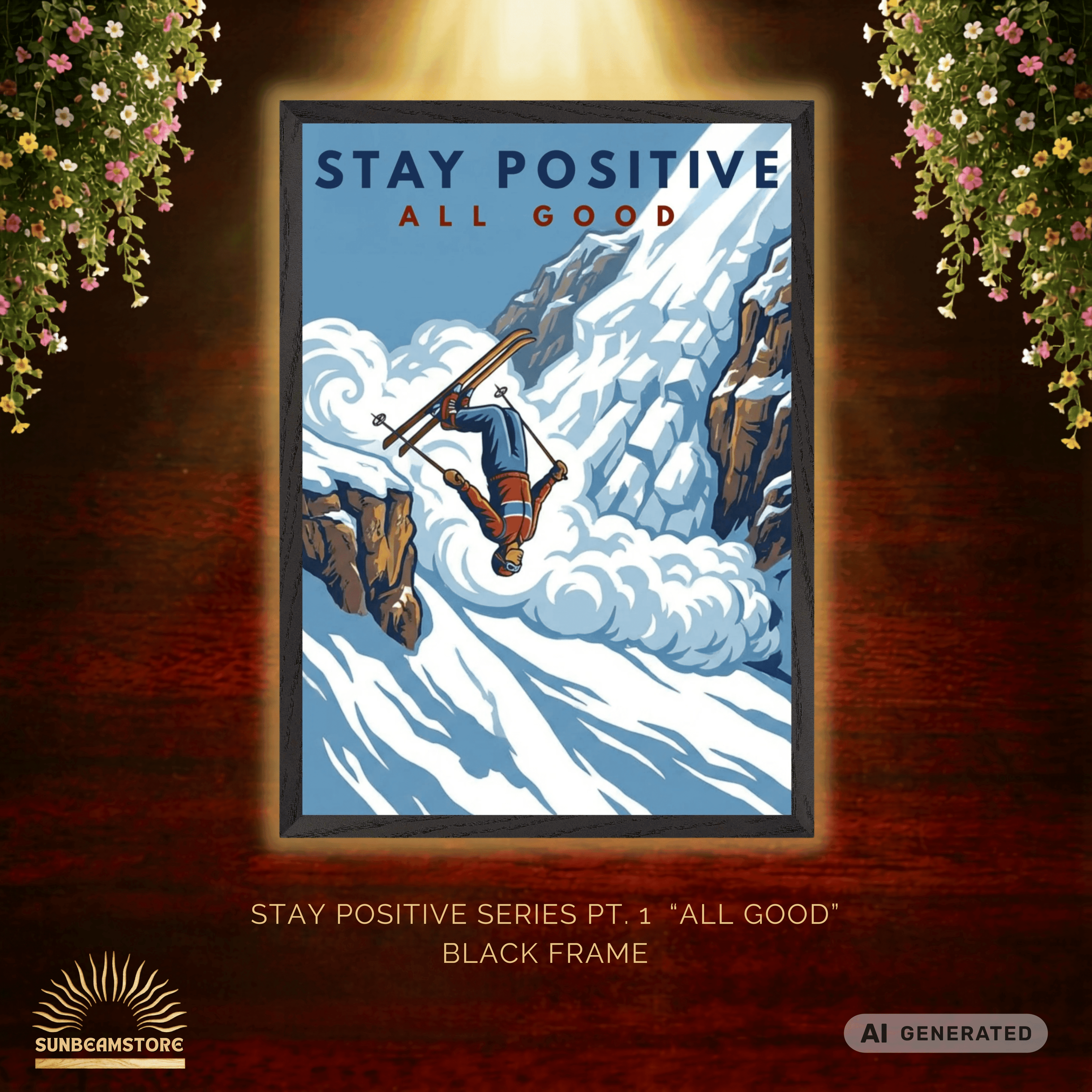 Stay Positive All Good Premium Wooden Framed Poster With Premium Semi-Glossy Paper - Sunbeamstore