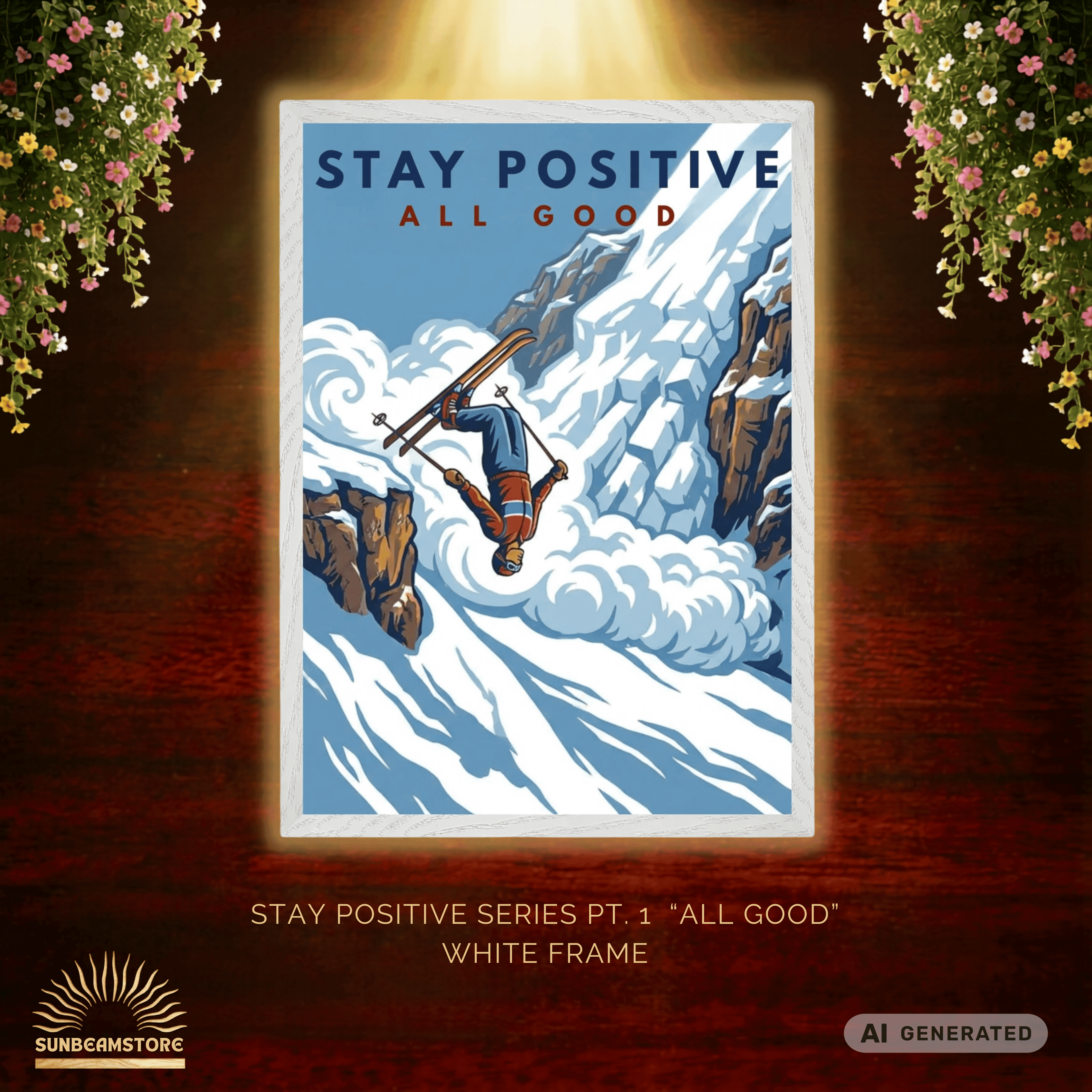 Stay Positive All Good Premium Wooden Framed Poster With Premium Semi-Glossy Paper - Sunbeamstore