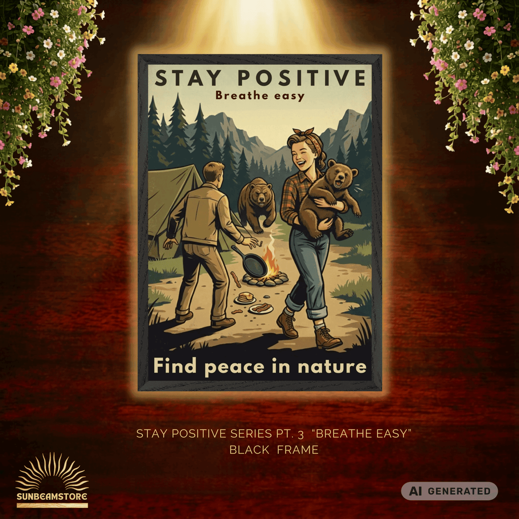 Stay Positive Breathe easy Premium Wooden Framed Poster With Premium Semi-Glossy Paper - Sunbeamstore