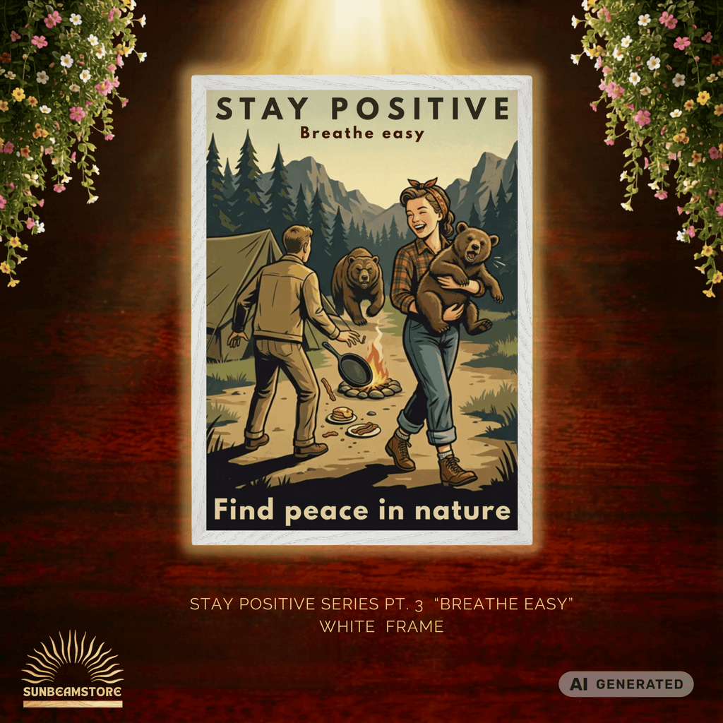Stay Positive Breathe easy Premium Wooden Framed Poster With Premium Semi-Glossy Paper - Sunbeamstore