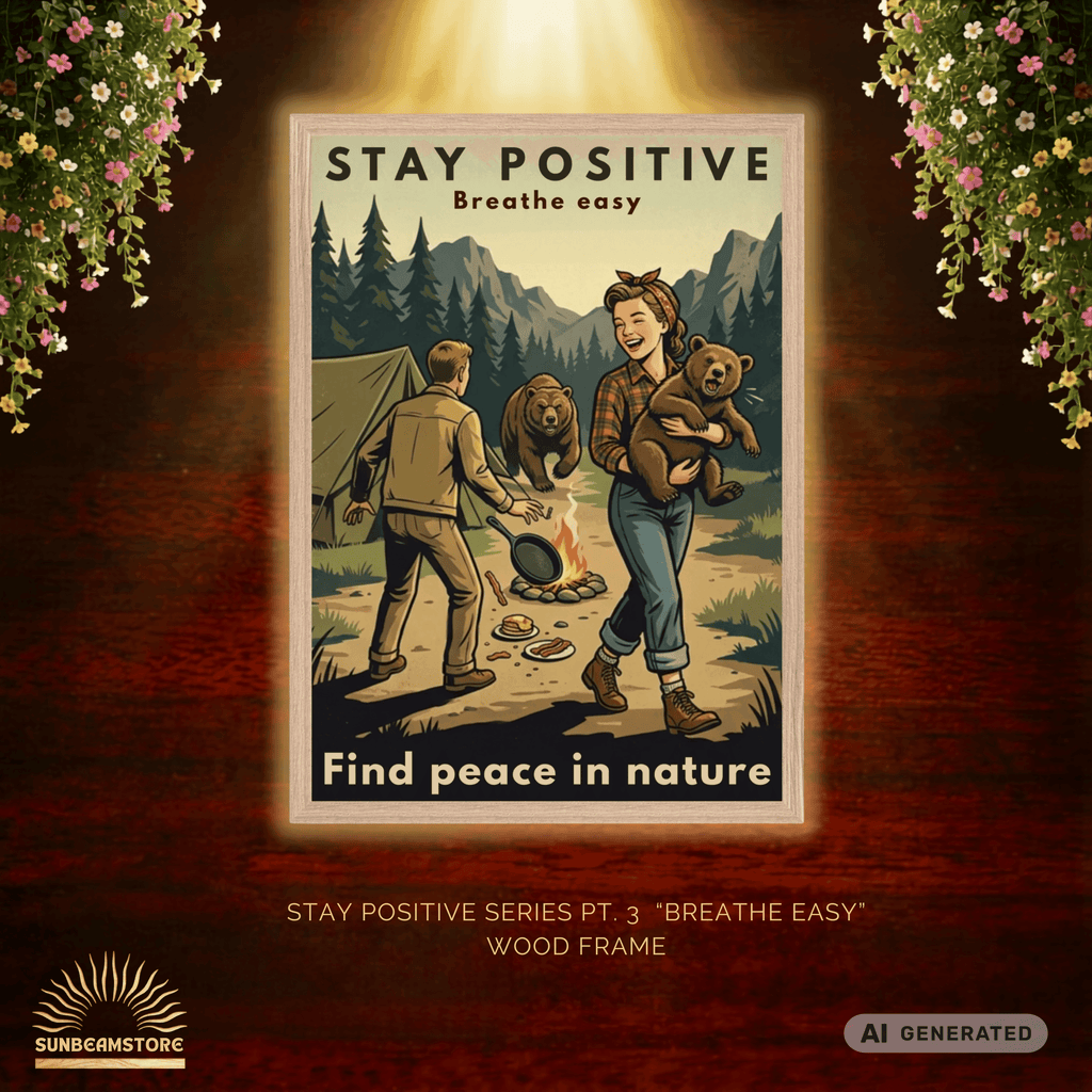 Stay Positive Breathe easy Premium Wooden Framed Poster With Premium Semi-Glossy Paper - Sunbeamstore
