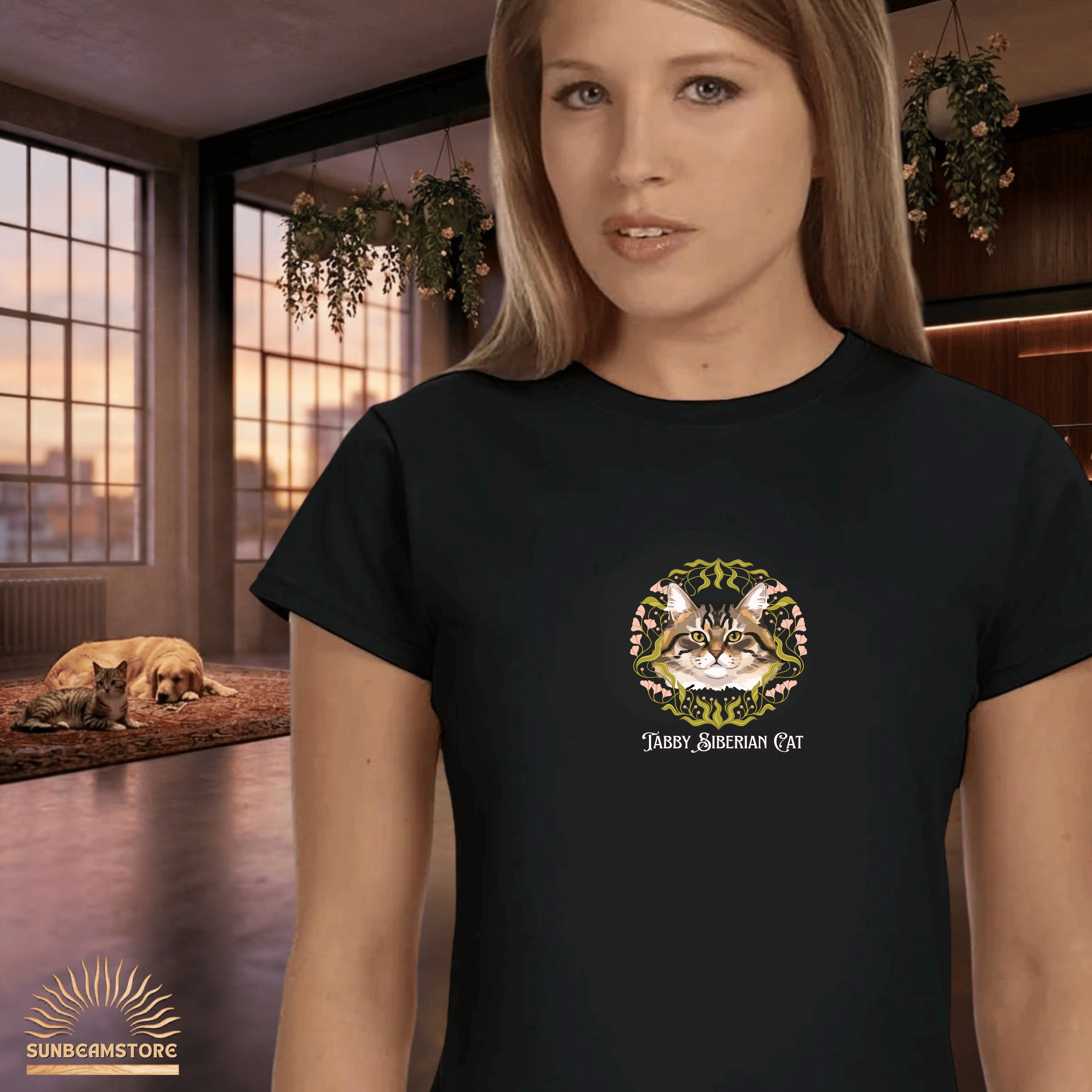 Siberian Tabby Katzen T-Shirt Damen | Cat Lover Shirt | Geschenk für Katzenliebhaber | Siberian Cat Shirt