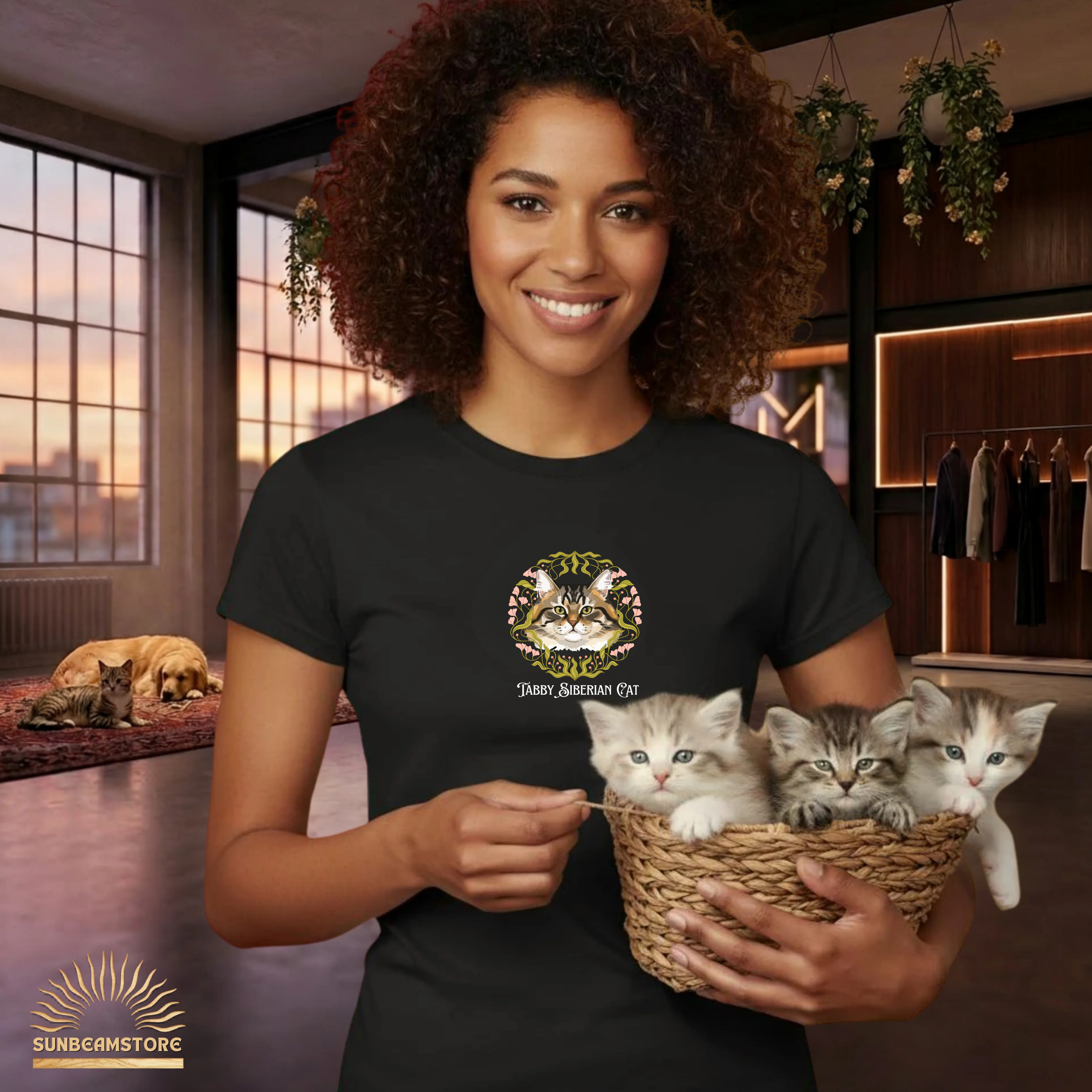Siberian Tabby Katzen T-Shirt Damen | Cat Lover Shirt | Geschenk für Katzenliebhaber | Siberian Cat Shirt