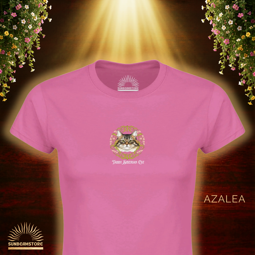 Siberian Tabby Katzen T-Shirt Damen | Cat Lover Shirt | Geschenk für Katzenliebhaber | Siberian Cat Shirt