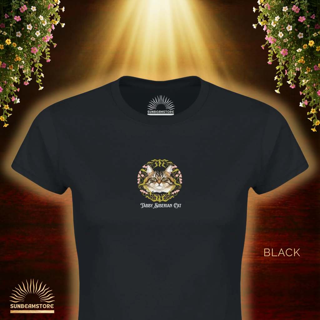 Siberian Tabby Katzen T-Shirt Damen | Cat Lover Shirt | Geschenk für Katzenliebhaber | Siberian Cat Shirt