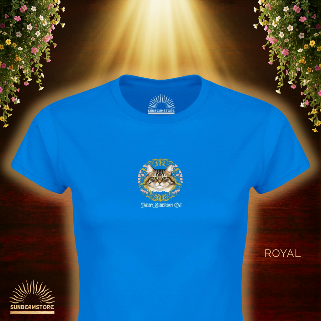 Siberian Tabby Katzen T-Shirt Damen | Cat Lover Shirt | Geschenk für Katzenliebhaber | Siberian Cat Shirt