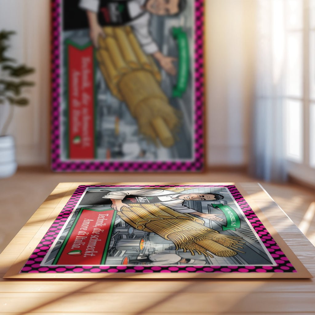 Technik, die schmeckt – Italienische Pop Art Wandkunst | Pasta Poster für Küche & Restaurant | The Pasta Series No. 2Premium Semi-Glossy Paper Poster 70x100 cm / 28x40″