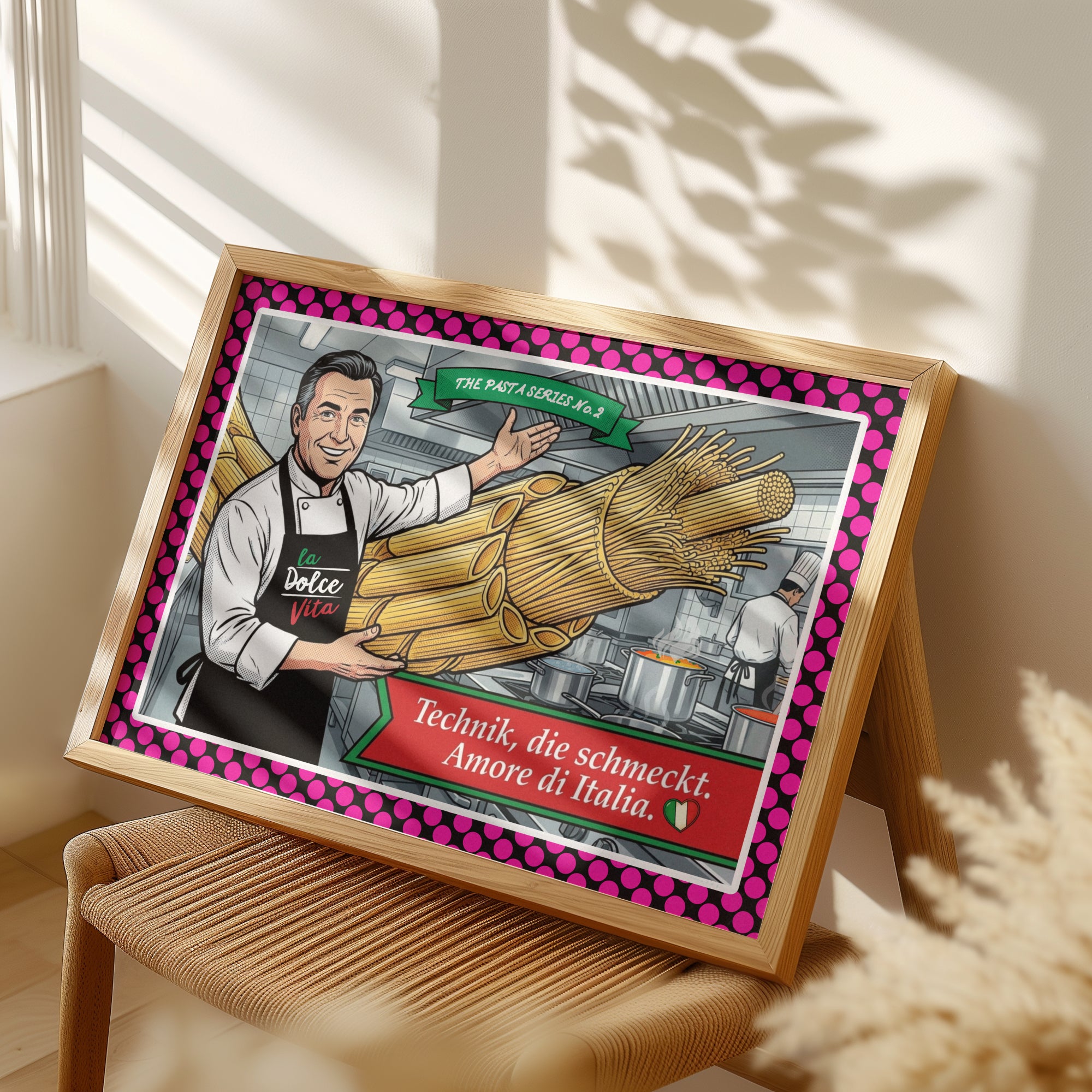 Technik, die schmeckt – Italienische Pop Art Wandkunst | Pasta Poster für Küche & Restaurant | The Pasta Series No. 2Premium Semi-Glossy Paper Poster 70x100 cm / 28x40″