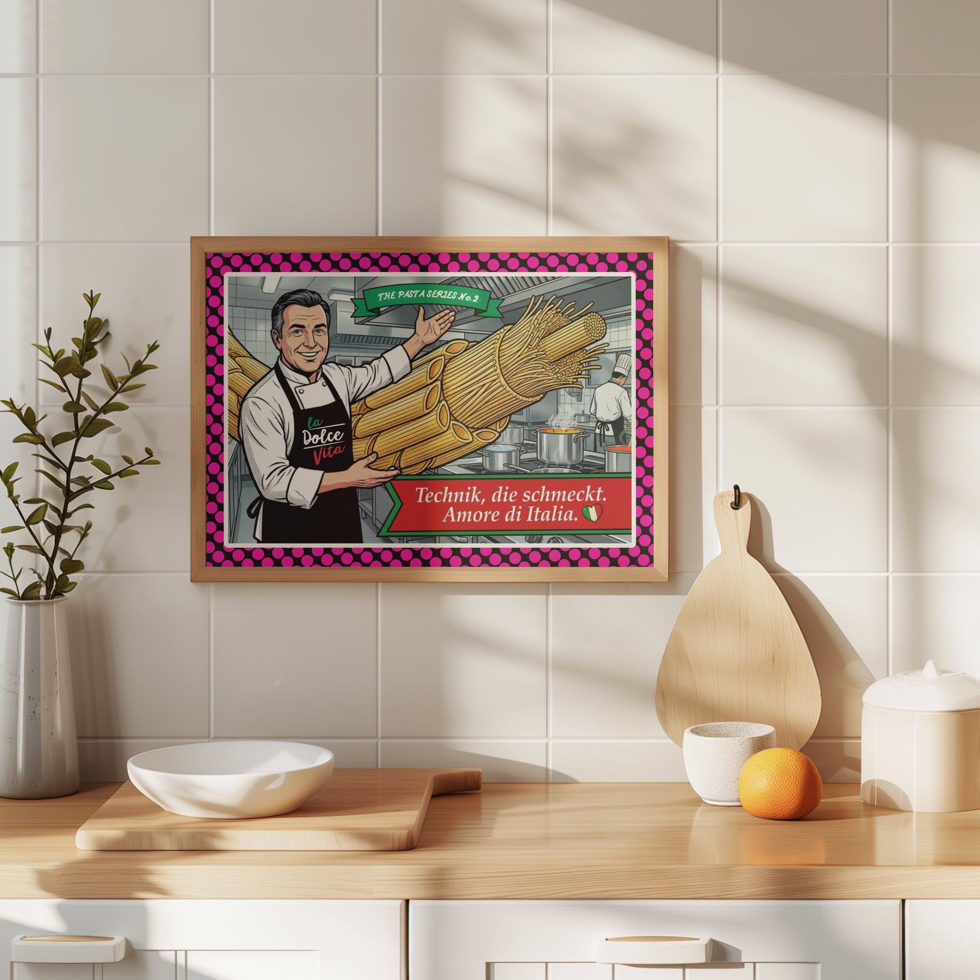 Technik, die schmeckt – Italienische Pop Art Wandkunst | Pasta Poster für Küche & Restaurant | The Pasta Series No. 2Premium Semi-Glossy Paper Poster 70x100 cm / 28x40″