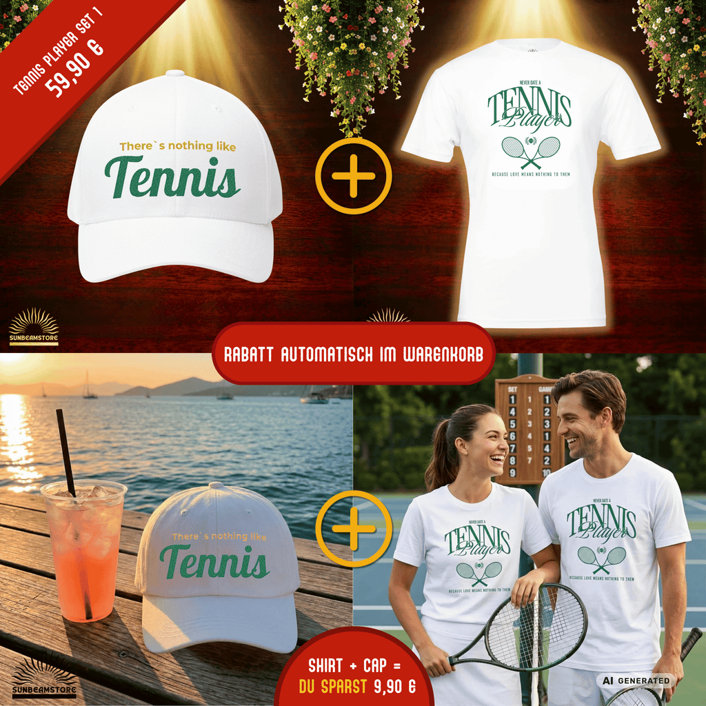 Bestickte Tennis Cap "There's Nothing Like Tennis" – Flexfit Baseball Cap mit hochwertiger Stickerei - Sunbeamstore