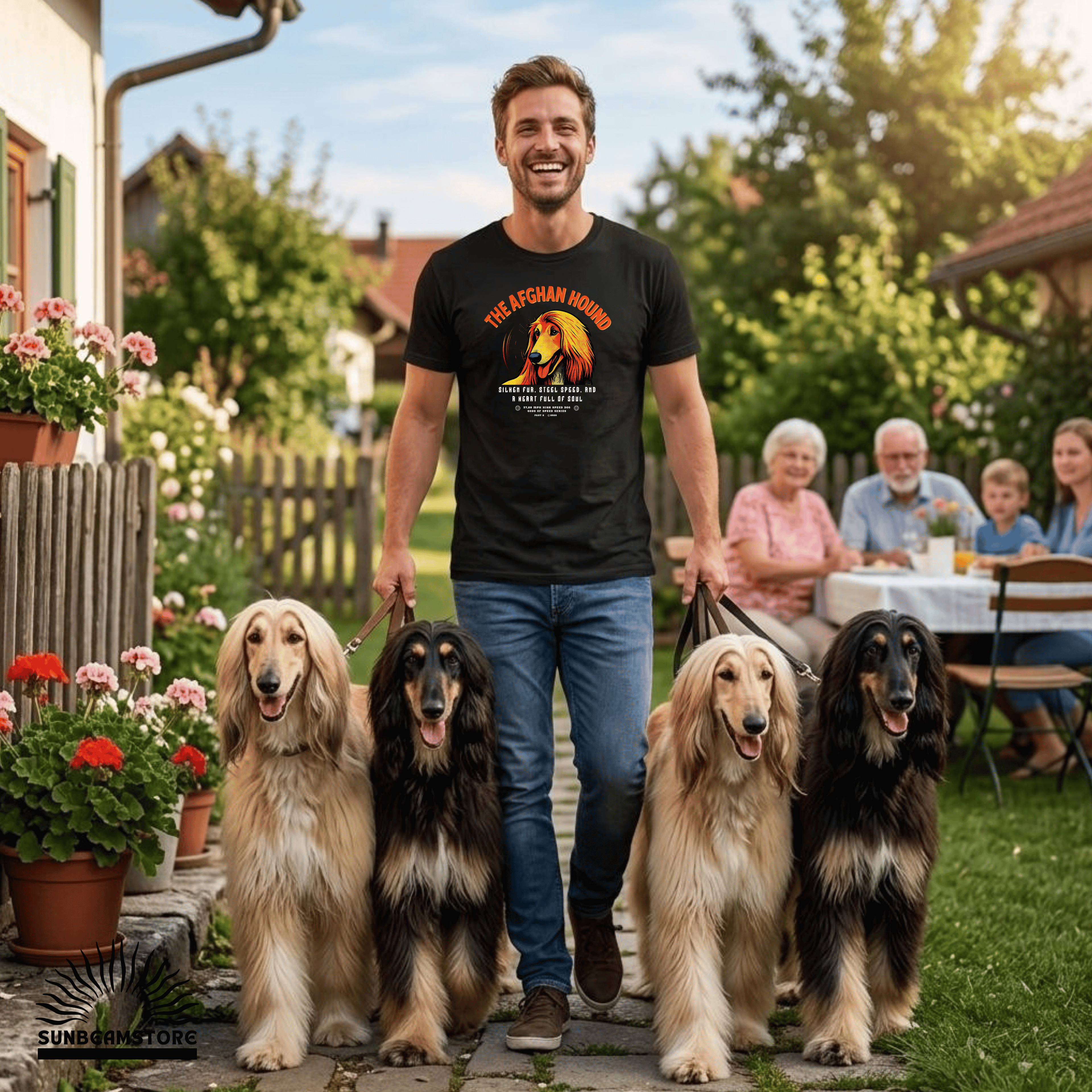 Afghanischer Windhund T-Shirt – Gods of Speed Series Part 2- Silken Fur, Steel Speed and a Heart Full of Soul | Elegantes Afghan Hound Motiv für Windhund-Liebhaber | Unisex Premium T-Shirt Bella + Canvas 3001