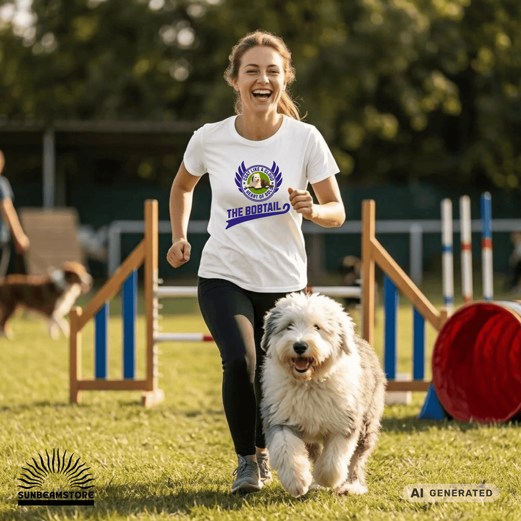 Old English Sheepdog Shirt – Bobtail Dog T-Shirt “Coat Like a Cloud, A Heart of Gold” – Geschenk für Hundeliebhaber – Unisex Bella Canvas 3001 Tee Premium Unisex Crewneck T-shirt - Sunbeamstore