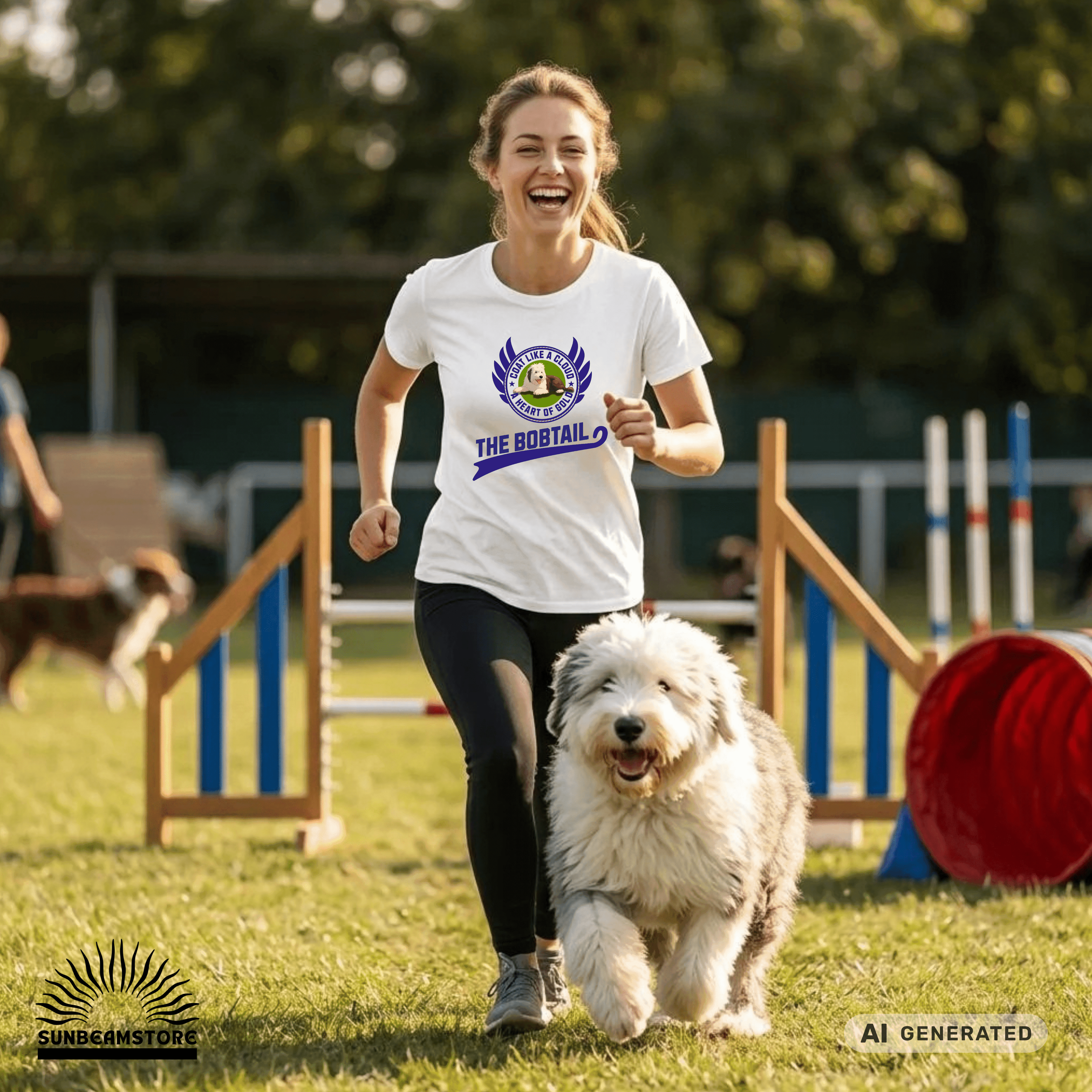 Old English Sheepdog Shirt – Bobtail Dog T-Shirt “Coat Like a Cloud, A Heart of Gold” – Geschenk für Hundeliebhaber – Unisex Bella Canvas 3001 Tee Premium Unisex Crewneck T-shirt - Sunbeamstore