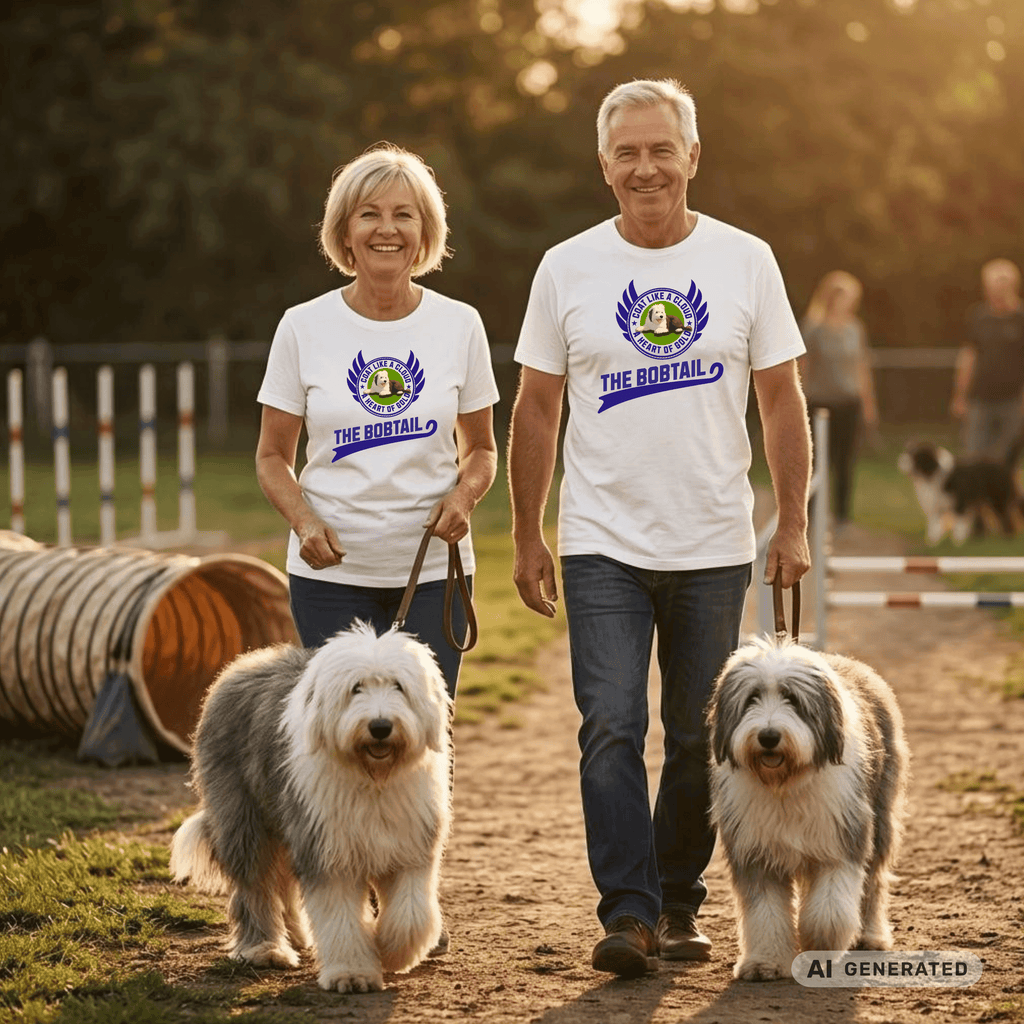 Old English Sheepdog Shirt – Bobtail Dog T-Shirt “Coat Like a Cloud, A Heart of Gold” – Geschenk für Hundeliebhaber – Unisex Bella Canvas 3001 Tee Premium Unisex Crewneck T-shirt - Sunbeamstore