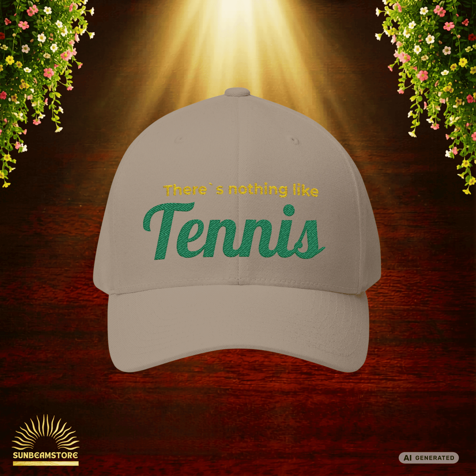 Bestickte Tennis Cap "There's Nothing Like Tennis" – Flexfit Baseball Cap mit hochwertiger Stickerei - Sunbeamstore
