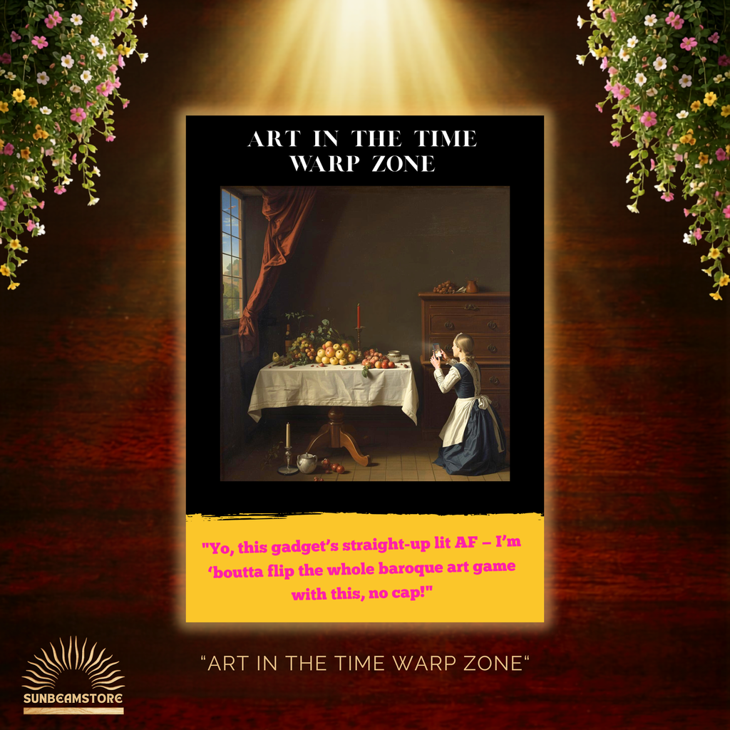 Art in the Time Warp Zone Poster  (NF) – modernes Kunst Poster mit Humor | Barock trifft Moderne | Surreale Wandkunst