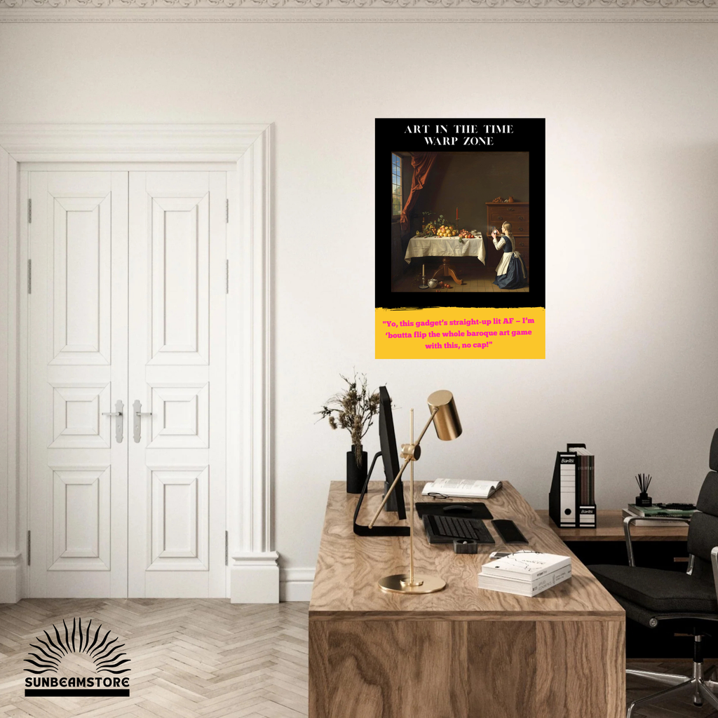 Art in the Time Warp Zone Poster  (NF) – modernes Kunst Poster mit Humor | Barock trifft Moderne | Surreale Wandkunst
