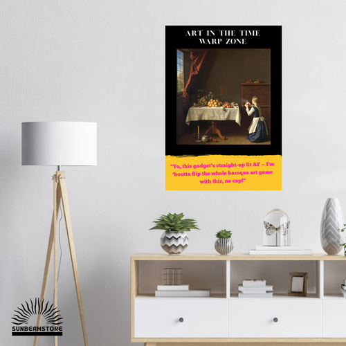 Art in the Time Warp Zone Poster  (NF) – modernes Kunst Poster mit Humor | Barock trifft Moderne | Surreale Wandkunst