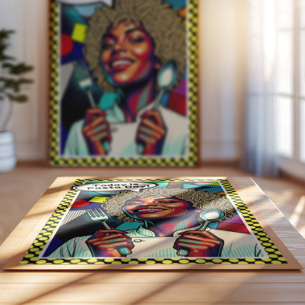 Today Is Pasta Day! – Italian Pop Art | Funny Kitchen Wall Art | Retro Comic Food Print | The Pasta Series No. 5 | Erhältlich in 70x100cm