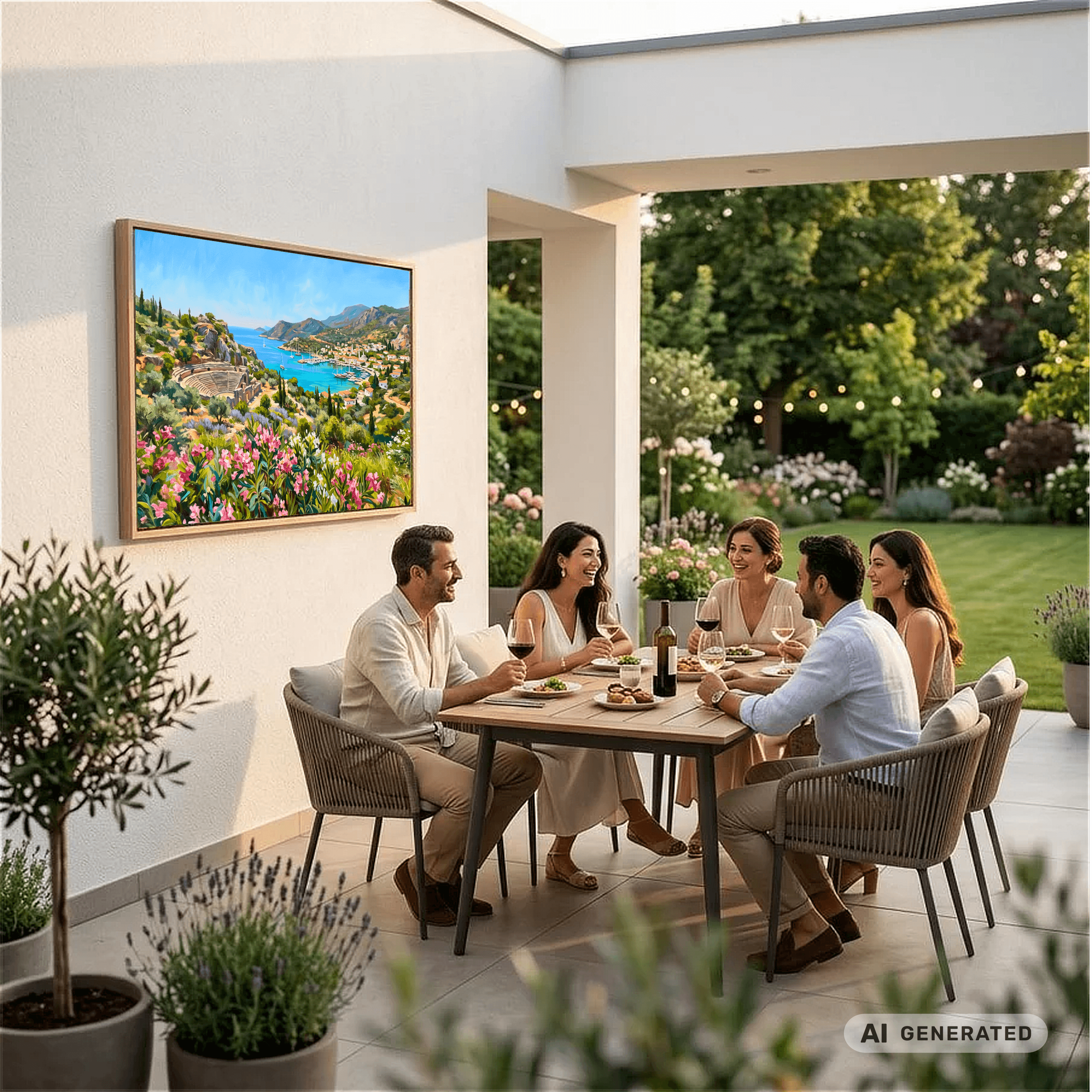 Traumküsten Serie Part III – Mediterrane Küstenlandschaft auf Leinwand Erhältlich in 60 × 80 cm I| Holzrahmen Wandbild für Balkon & Terrasse | Urlaubsfeeling für Zuhause - Sunbeamstore