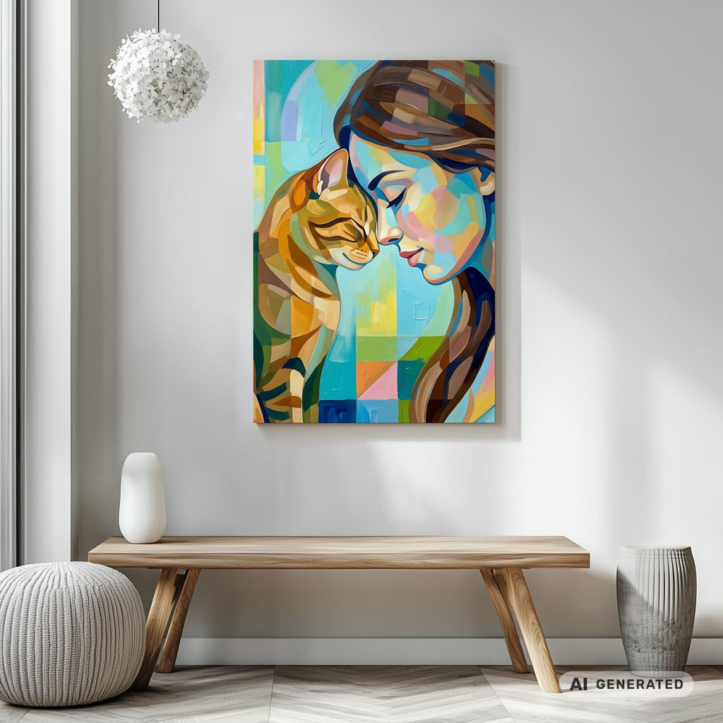 Trust – Modernes Katzenbild auf Leinwand 70 x 100 cm | Emotionale Wandkunst für KatzenliebhaberCanvas 70x100 cm / 28x40″ - Sunbeamstore